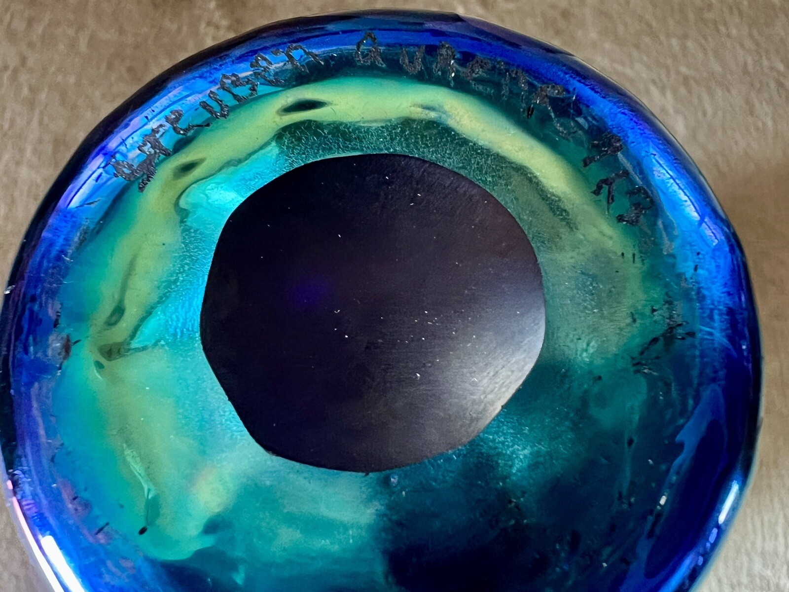 STEUBEN BLUE AURENE GORGEOUS RIBBED ANTIQUE VASE SIGNED 913