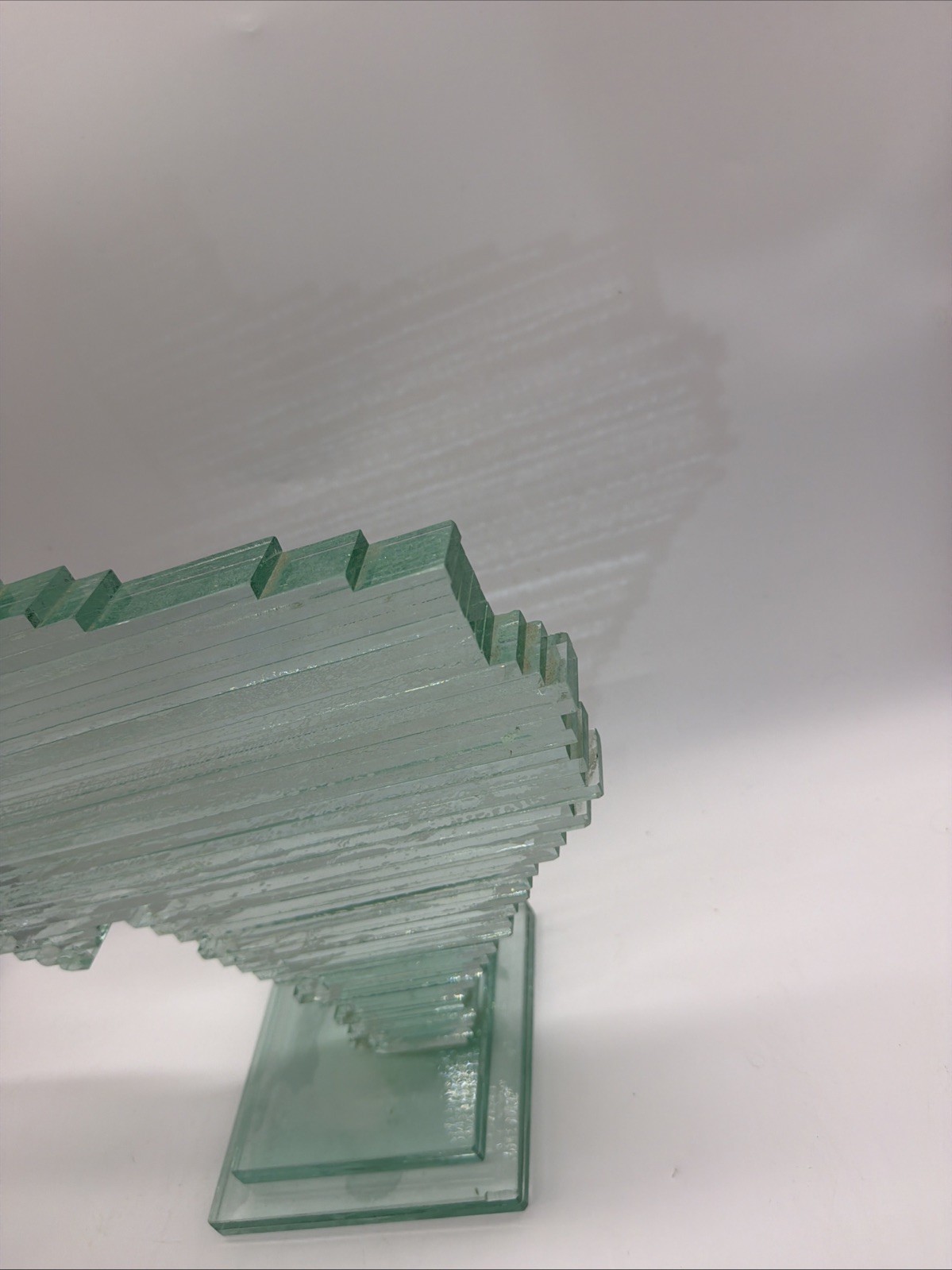 Vintage Stacked Glass Art Shape Of Texas Statue Sculpture Figure MCM Art Decor