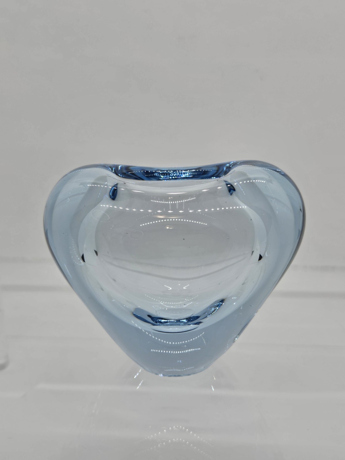 Per Lutken Holmegaard Vase Blue Heart Mini Succulent Signed Art Glass MCM