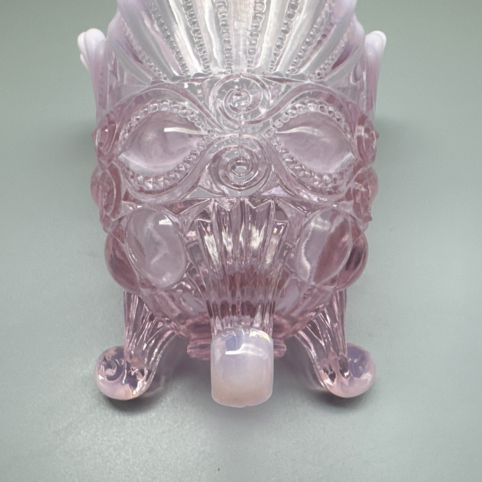 Mosser Glass Pink Opalescent Spooner Vase Eye Winker