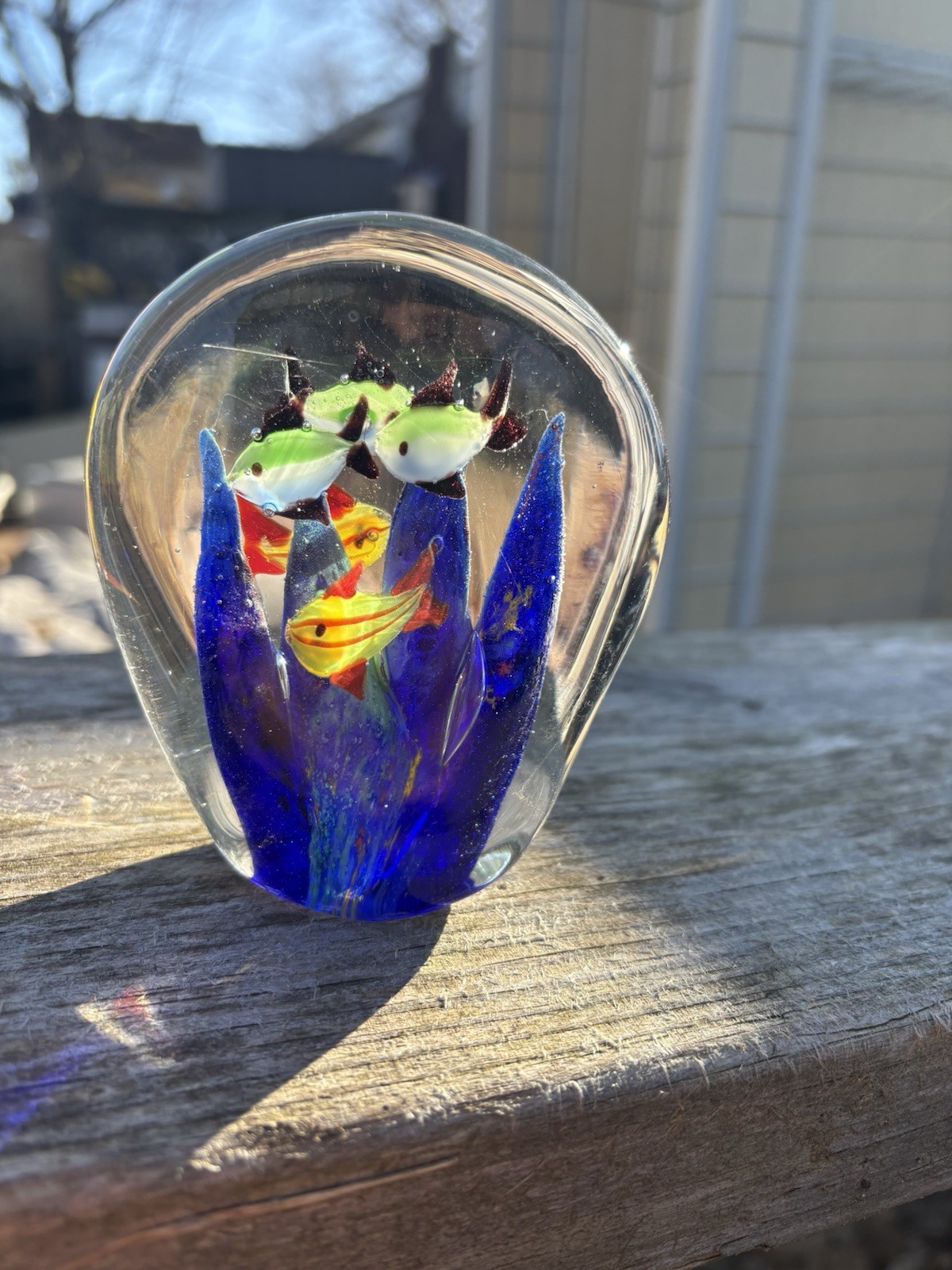 Multicolor Art Glass Animal Figurine Set – Pig, Fish, Owl, Elephant, Floral