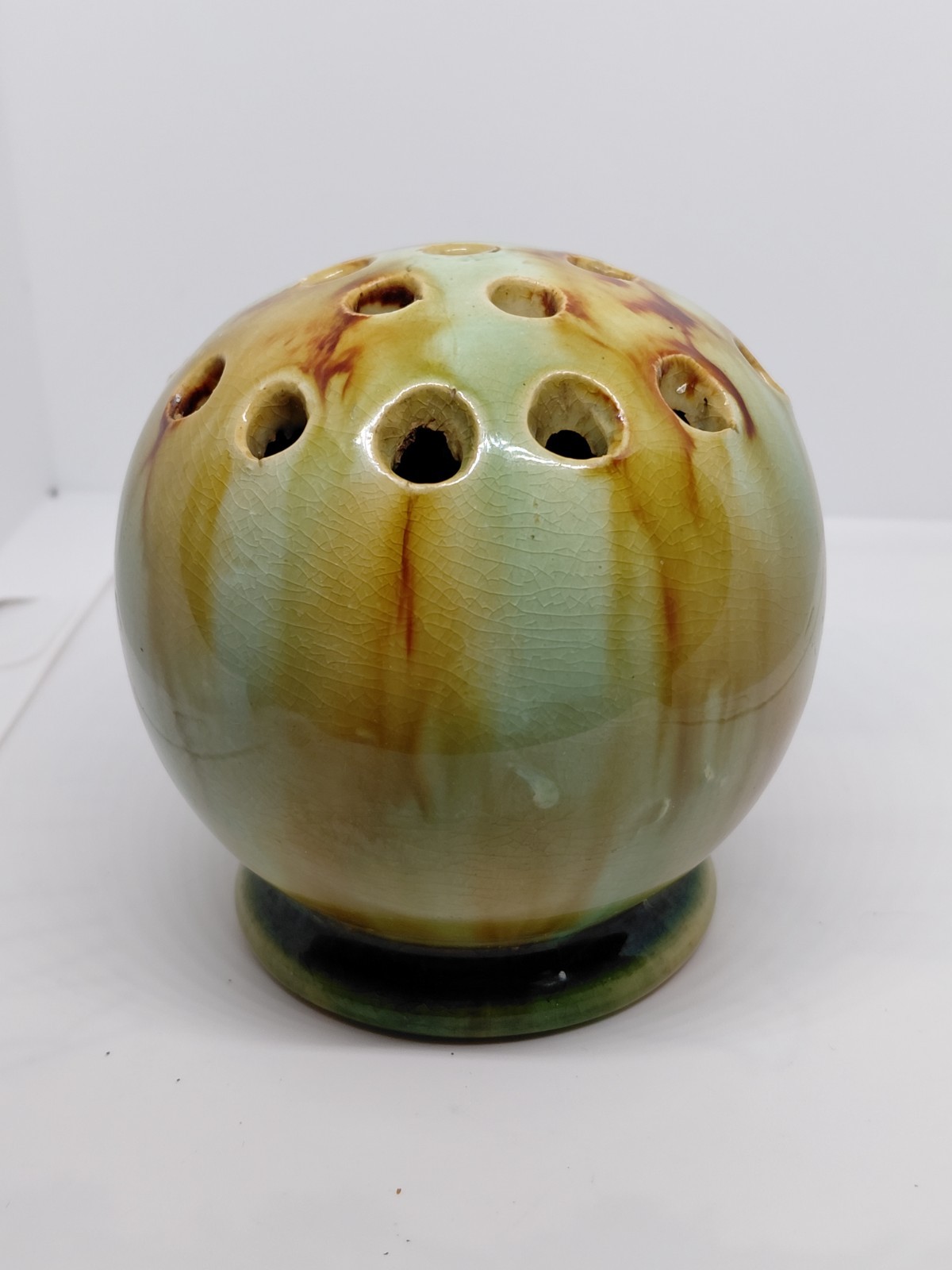 Vintage 1934 McHugh Tasmania Pottery Flower Frog Vase Australian Studio Pottery