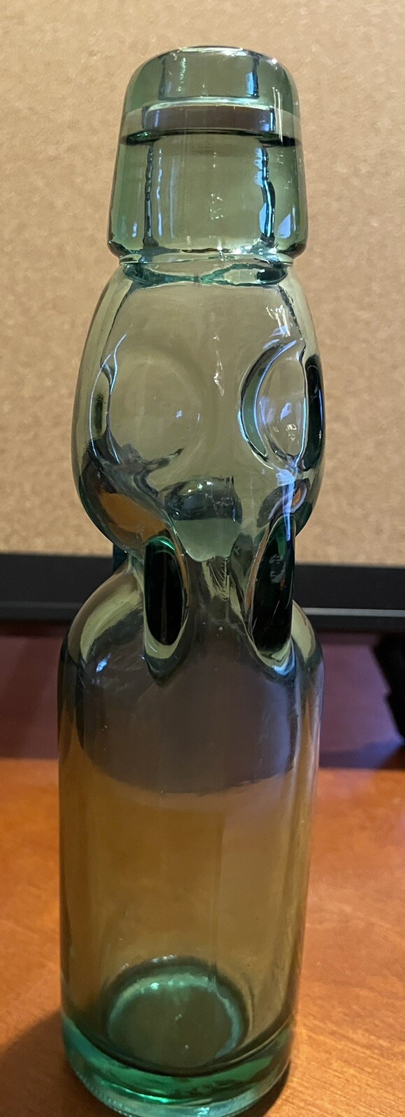 Vintage Hand blown Glass Codd Neck soda bottle/W marble Green 8oz
