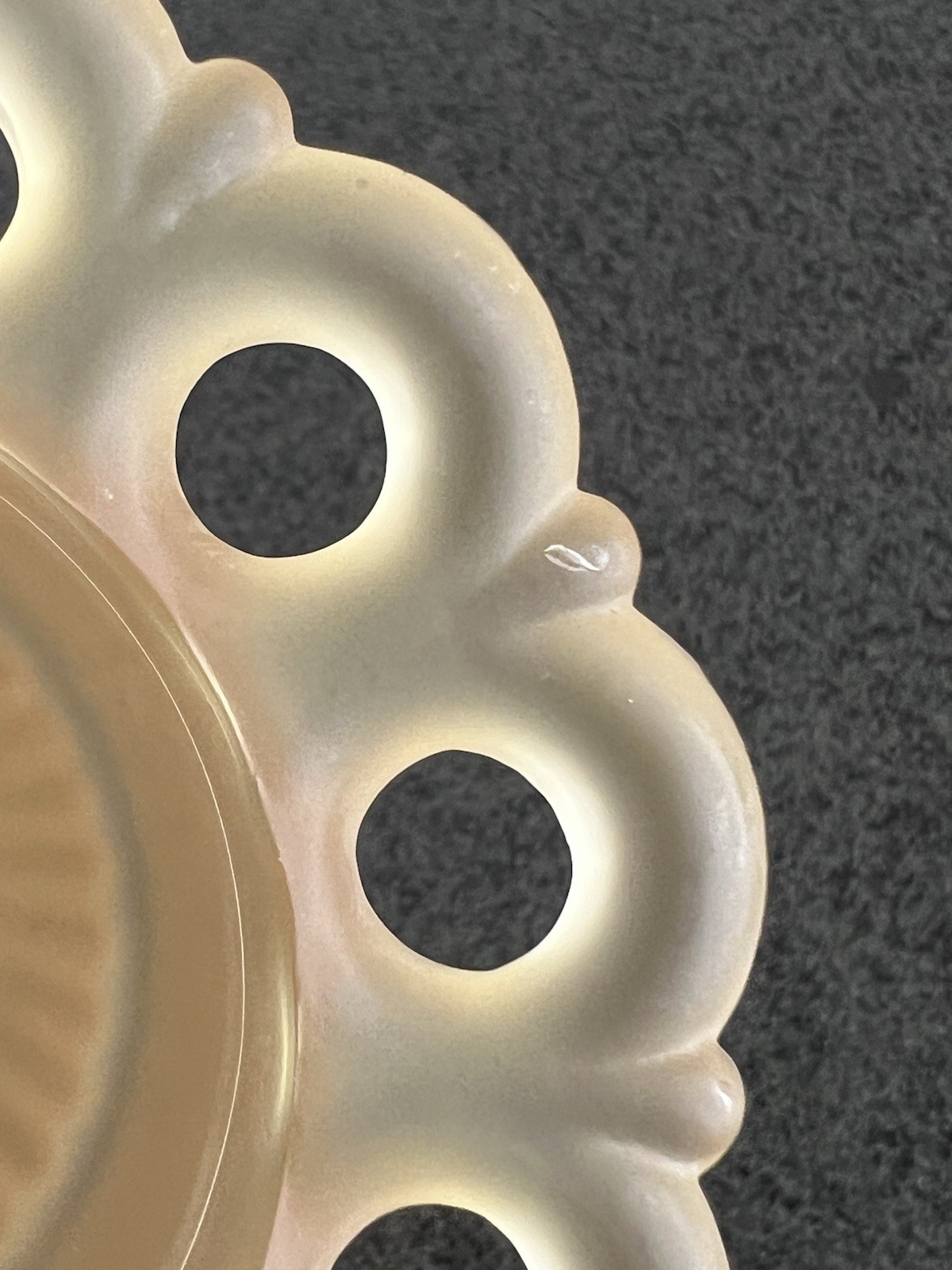 Westmoreland Yellow Satin Glass Doric Open Lace Candleholder Pair As Is*