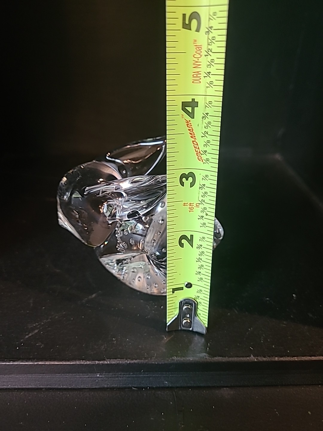 Handblown Bunny Rabbit Paperweight Figurine Clear Glass Controlled Bubble