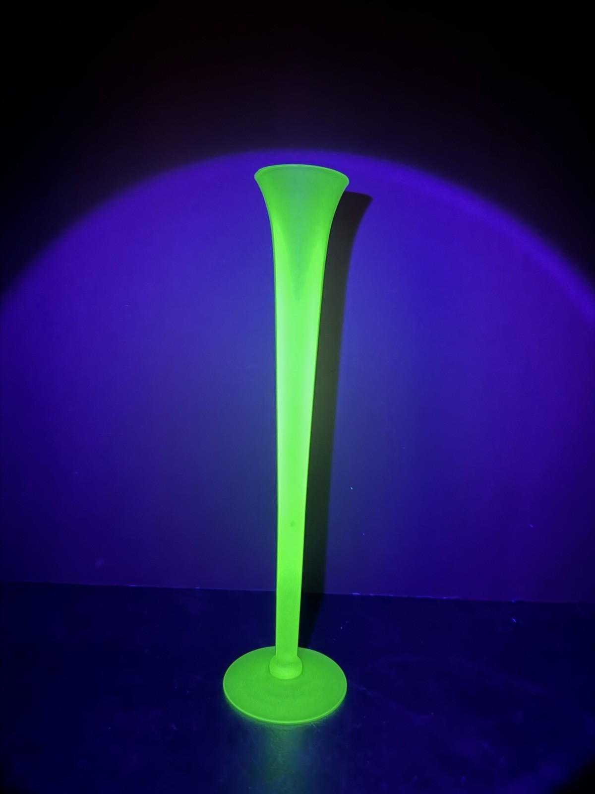 Vintage Tiffin Uranium Glass Yellow Satin Glass Trumpet Vase 12.25” Stunning