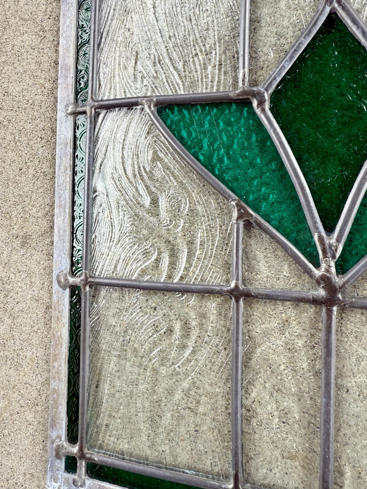 13.5″ x 15.5″ Stunning Handcrafted Stained Glass W/ Emerald Green – Window Panel