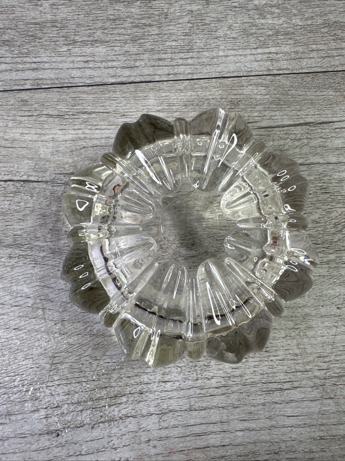 2-Hazel Atlas Vintage Nesting Ashtray Round Clear Glass Retro Mid-Century Modern