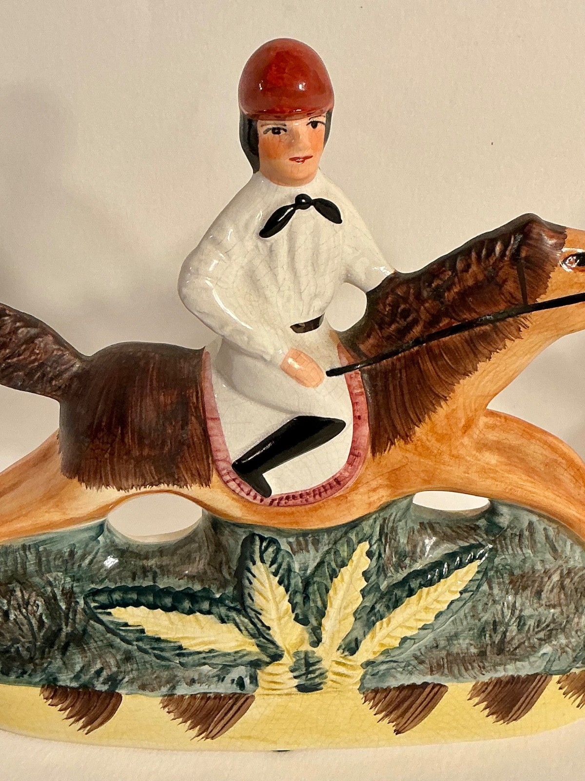 PAIR Vintage Staffordshire England Jockey & Horse Figurines English Equestrian
