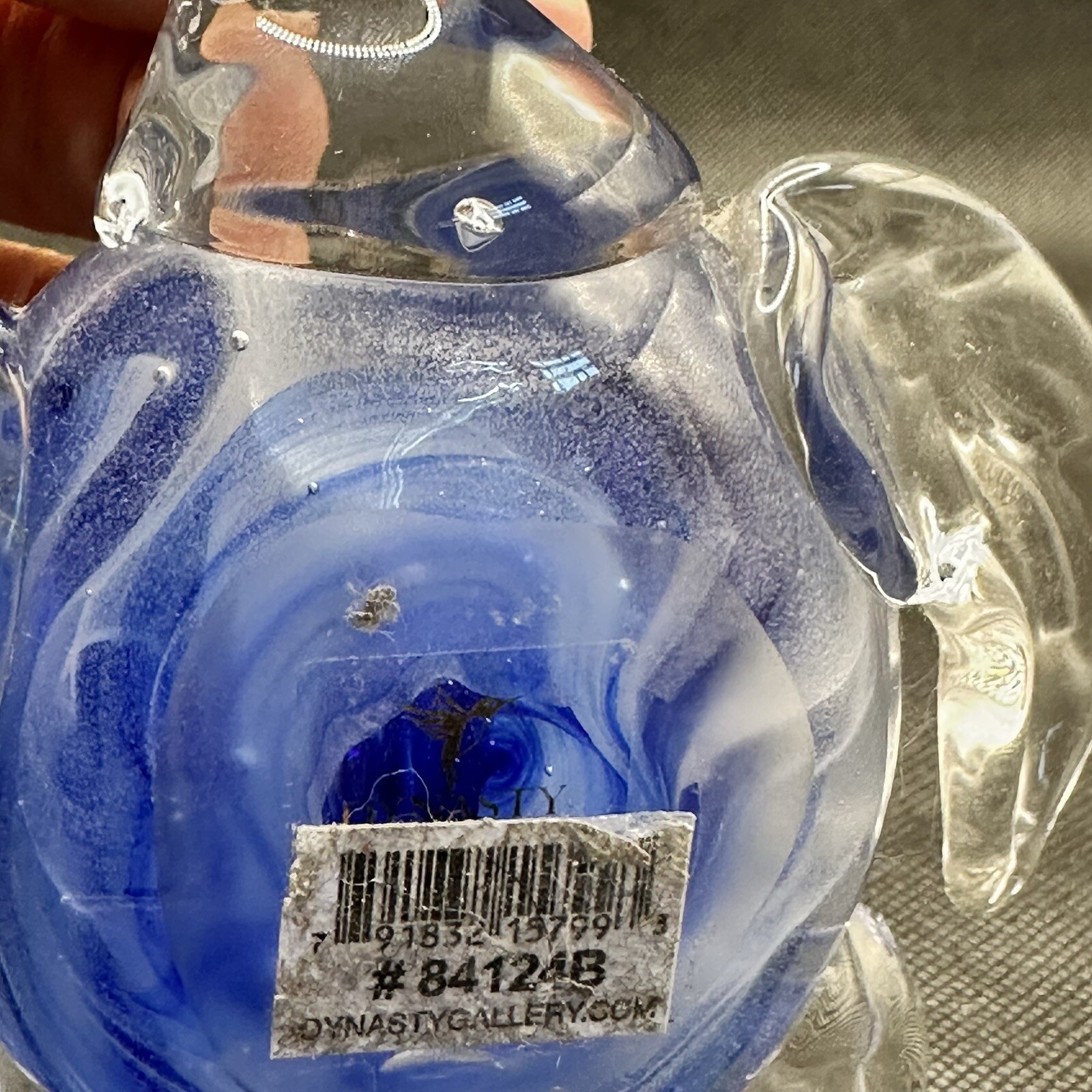 Glass Sea Turtle Paperweight Figurine Dynasty Gallery Handcrafted Blue & Clear