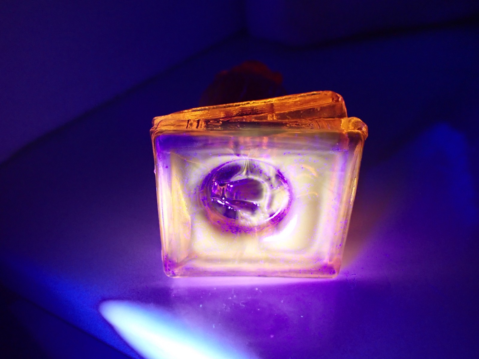 Degenhart Persimmon Glass Owl GLOWS