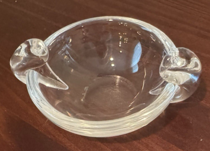 Vintage ~ Steuben ~ Signed Art Glass ~ MCM Crystal Ashtray / Bowl ~ 4 1/4″
