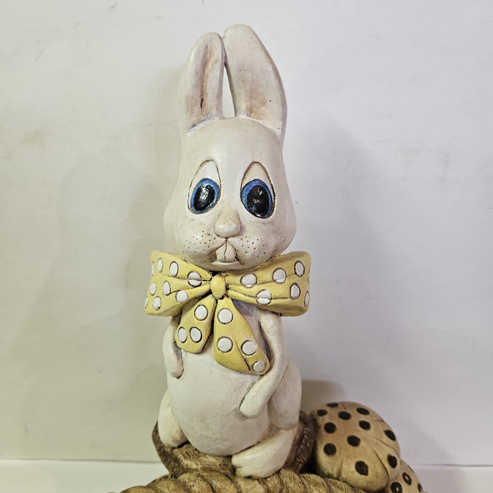 Ceramic Easter Basket Table Bowl Centerpiece Florentine Rabbit Vtg Mushroom Lg