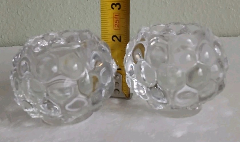 Vintage Style Clear Glass Bubble Tealight Candle Holder Lifetime Brands Set Of 2