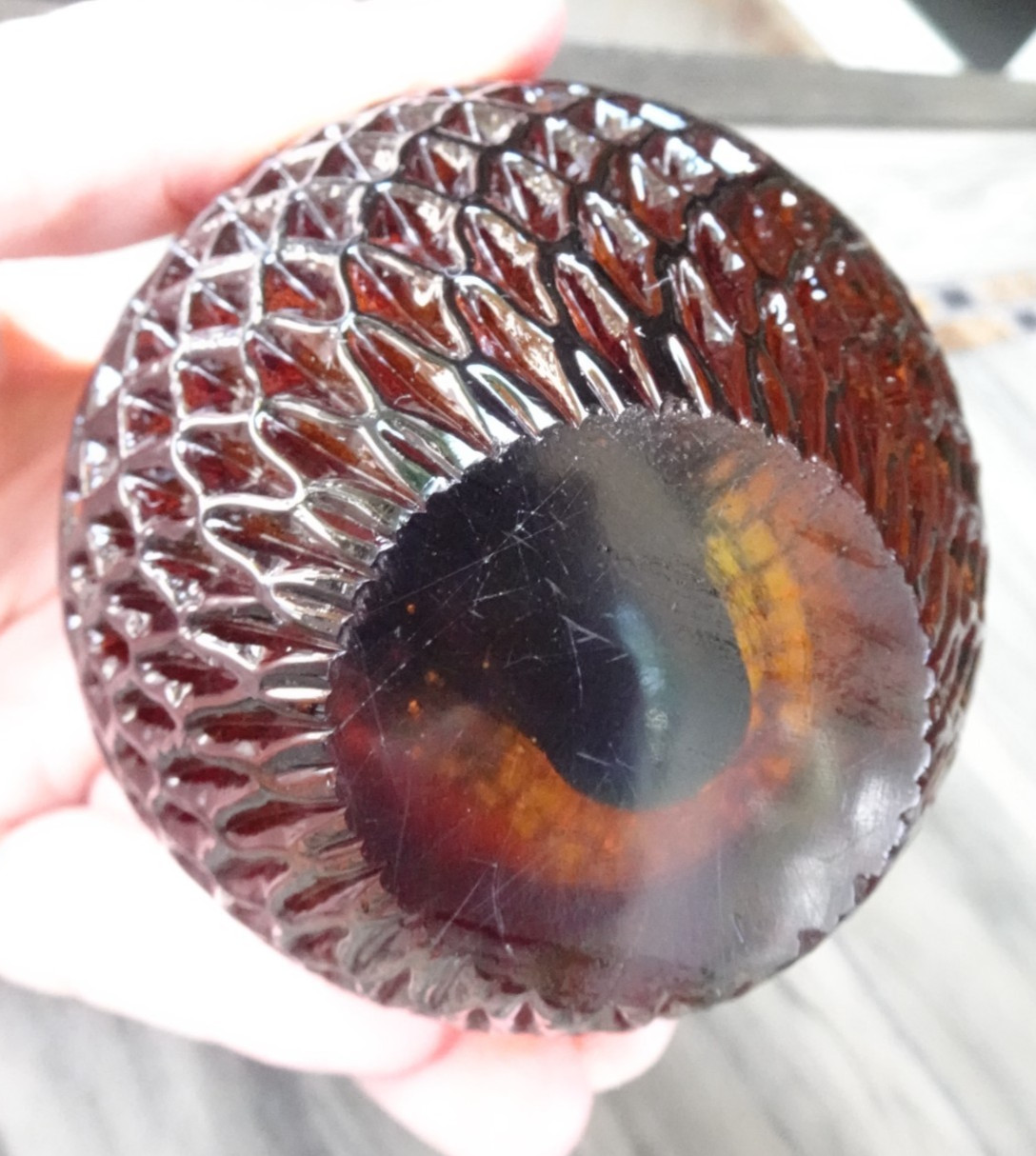 1960’s Murano Art Glass Sommerso Textured Pineapple Paperweight Figurine
