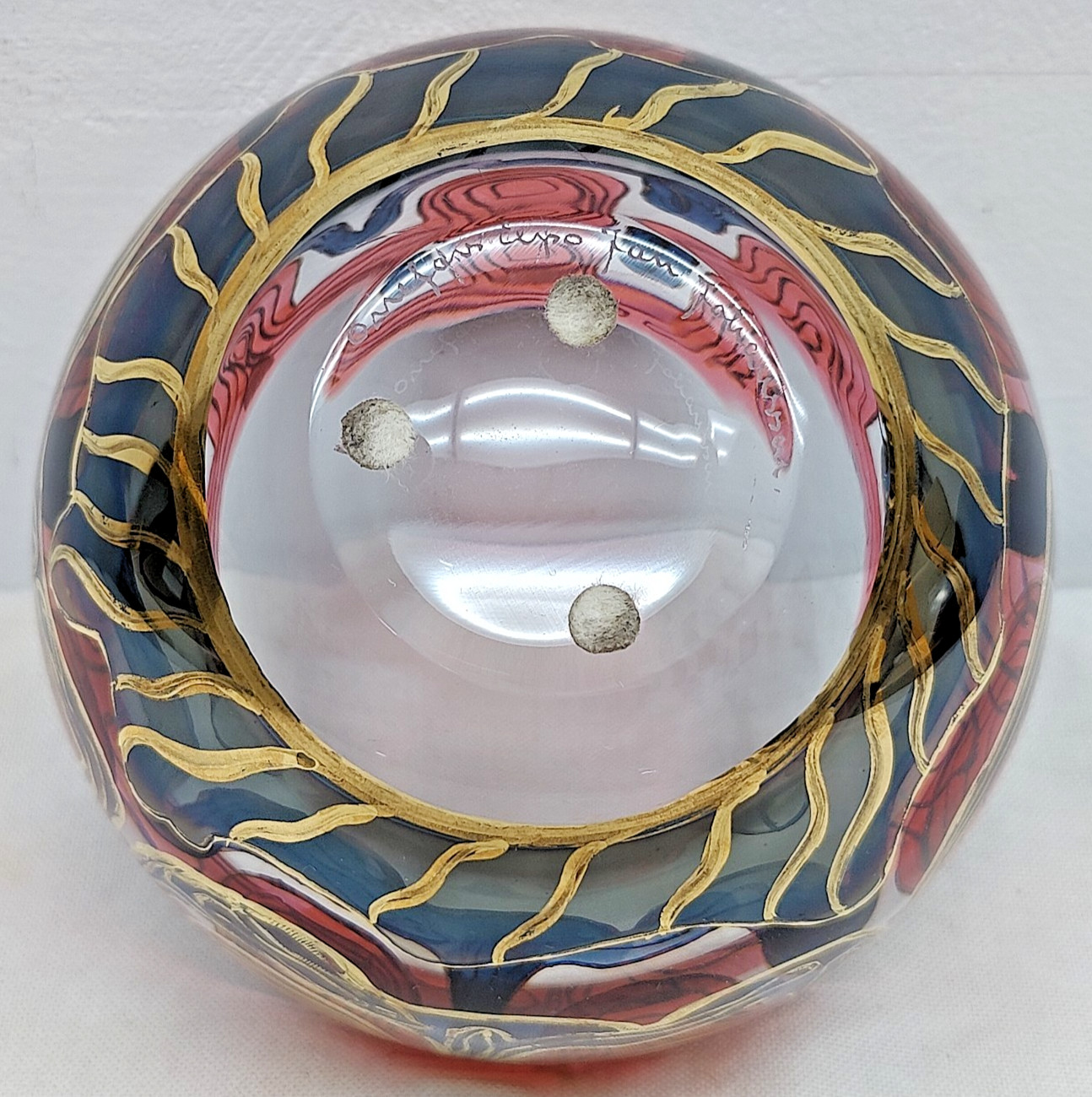 Orrefors Expo Jan Johansson Bowl Vase The Sea Pattern Red Blue Green Gold RARE