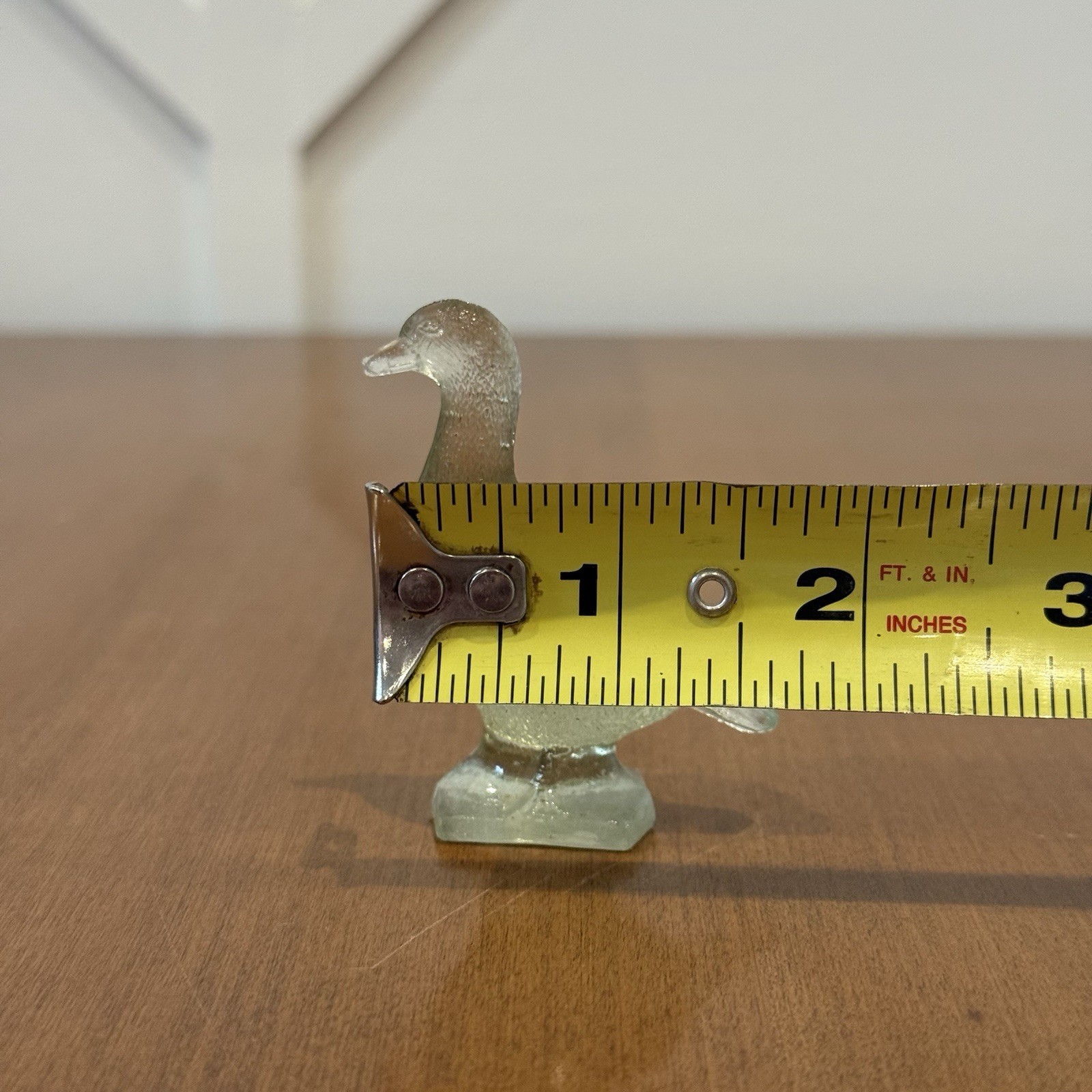 Hand Blown Glass Duck Trinket Figurine Clear Bird Miniature Shelf Sitter Decor