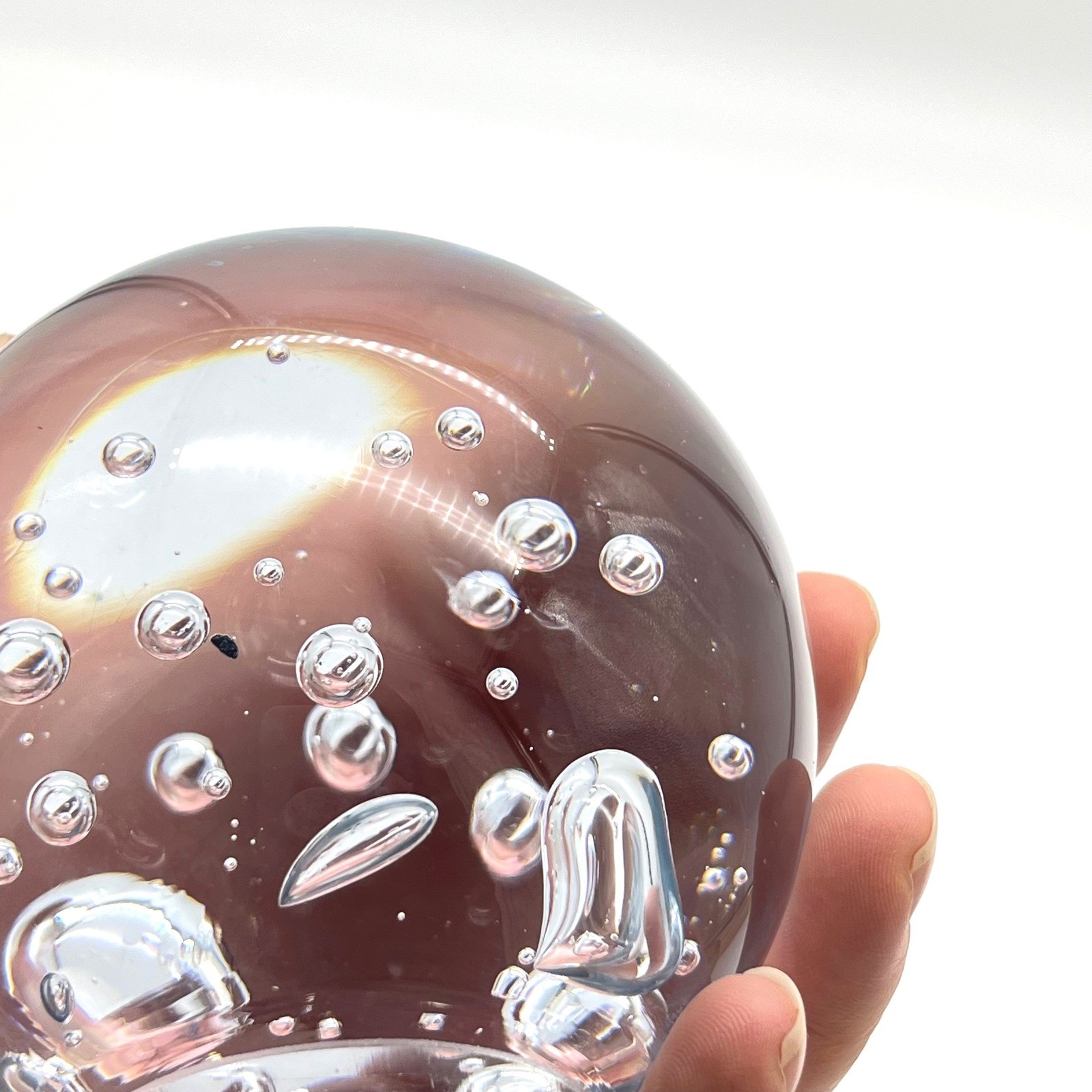 Vintage Clear Controlled Bubble Art Glass Paperweight 3 Inch Spherical Orb