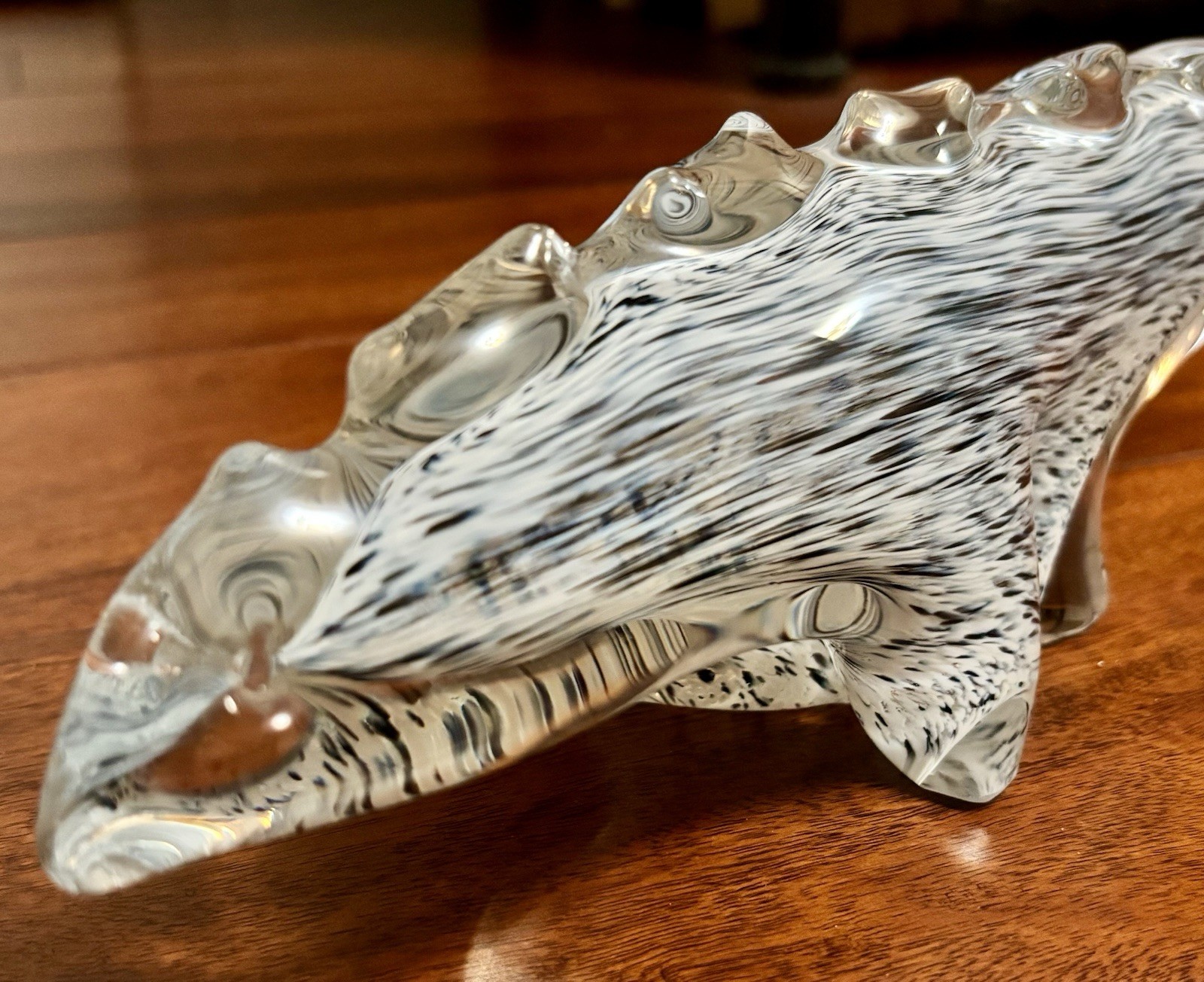 RARE Eneryda Glasbruk Sweden MCM Crystal Figurine 11.75” Komodo Dragon Lizard