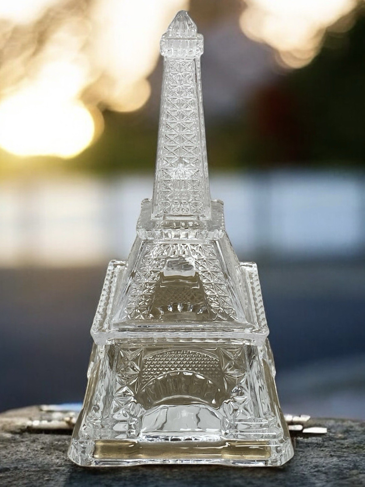 Shannon Godinger Crystal Eiffel Tower Paris Covered Trinket Jewelry Box 7.5” T