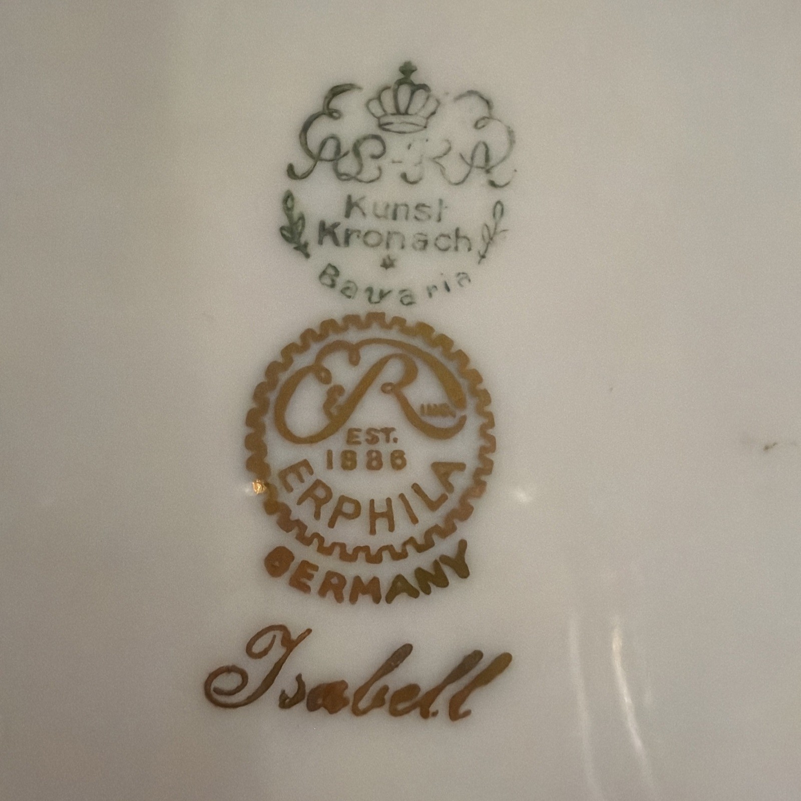 Vintage Erphila German Porcelain Trinket Box Isabell Gold Rococo Bavaria