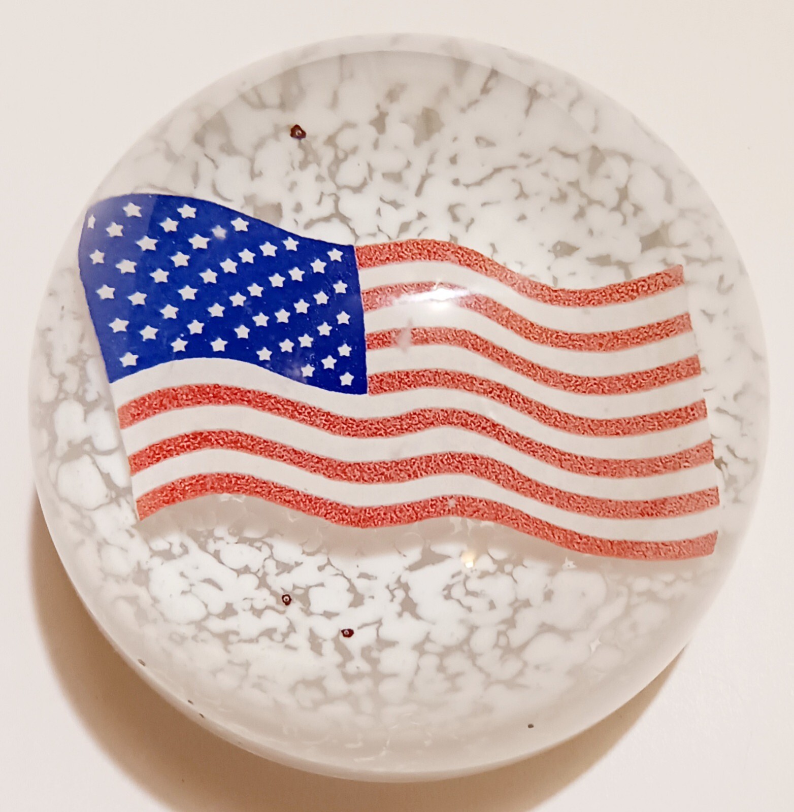 Vintage American Studio Art Glass American Flag Paperweight (CHIP)