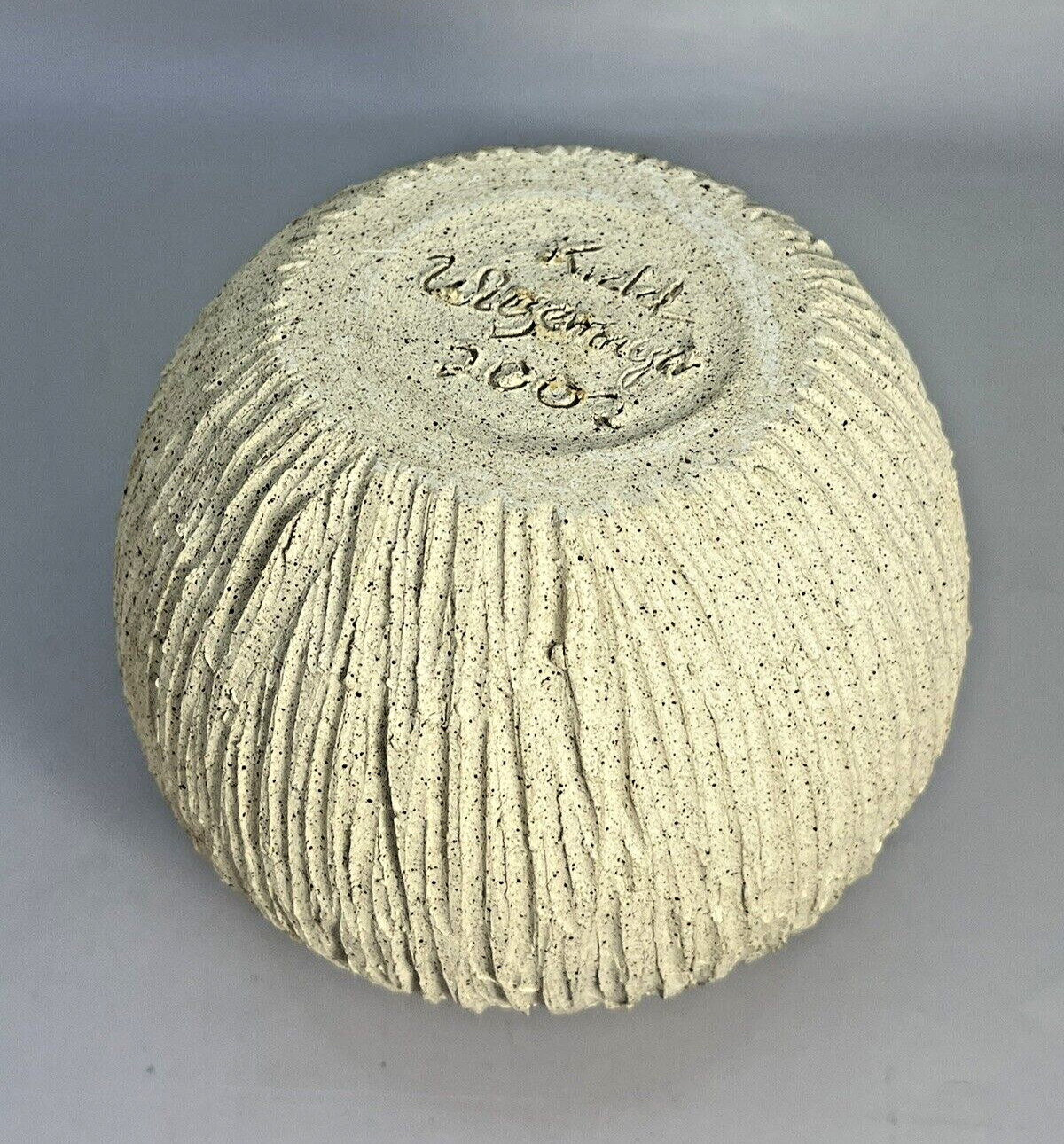 TEXTURED BASKET Vase Art Pottery Signed Hilda Kidd Wiesenmeyer ( Barber ) 2007