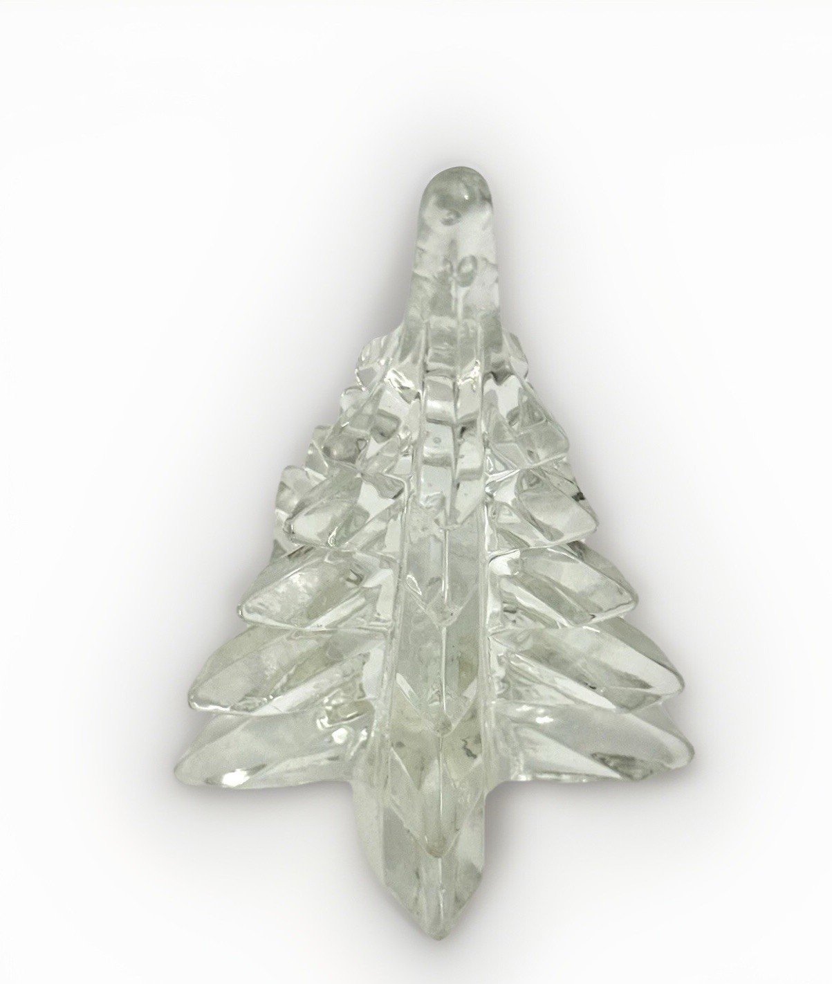 Clear Pressed Art Glass Christmas Tree 5” Figurine Sculpture Heavy Paper Weight