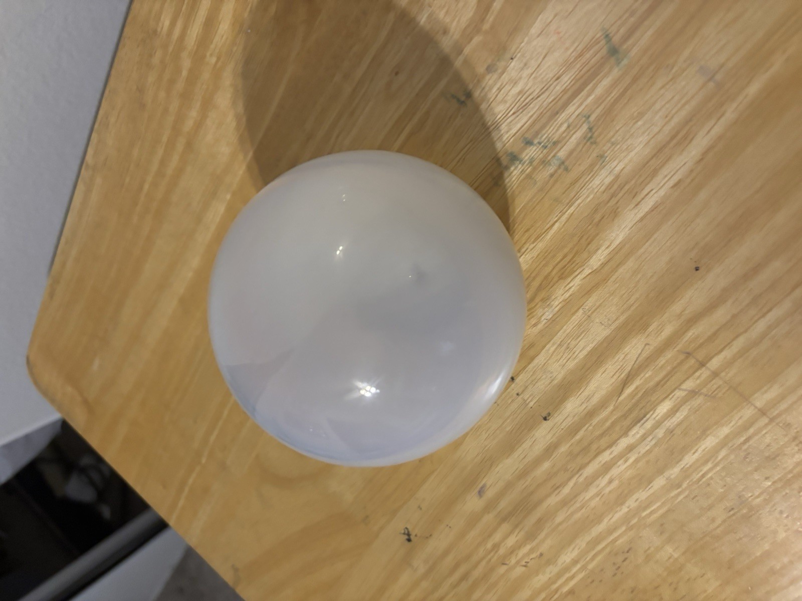 Hand Blown Glass 4inch White Clear Glass Globe Beautiful Rare Sale Price!!