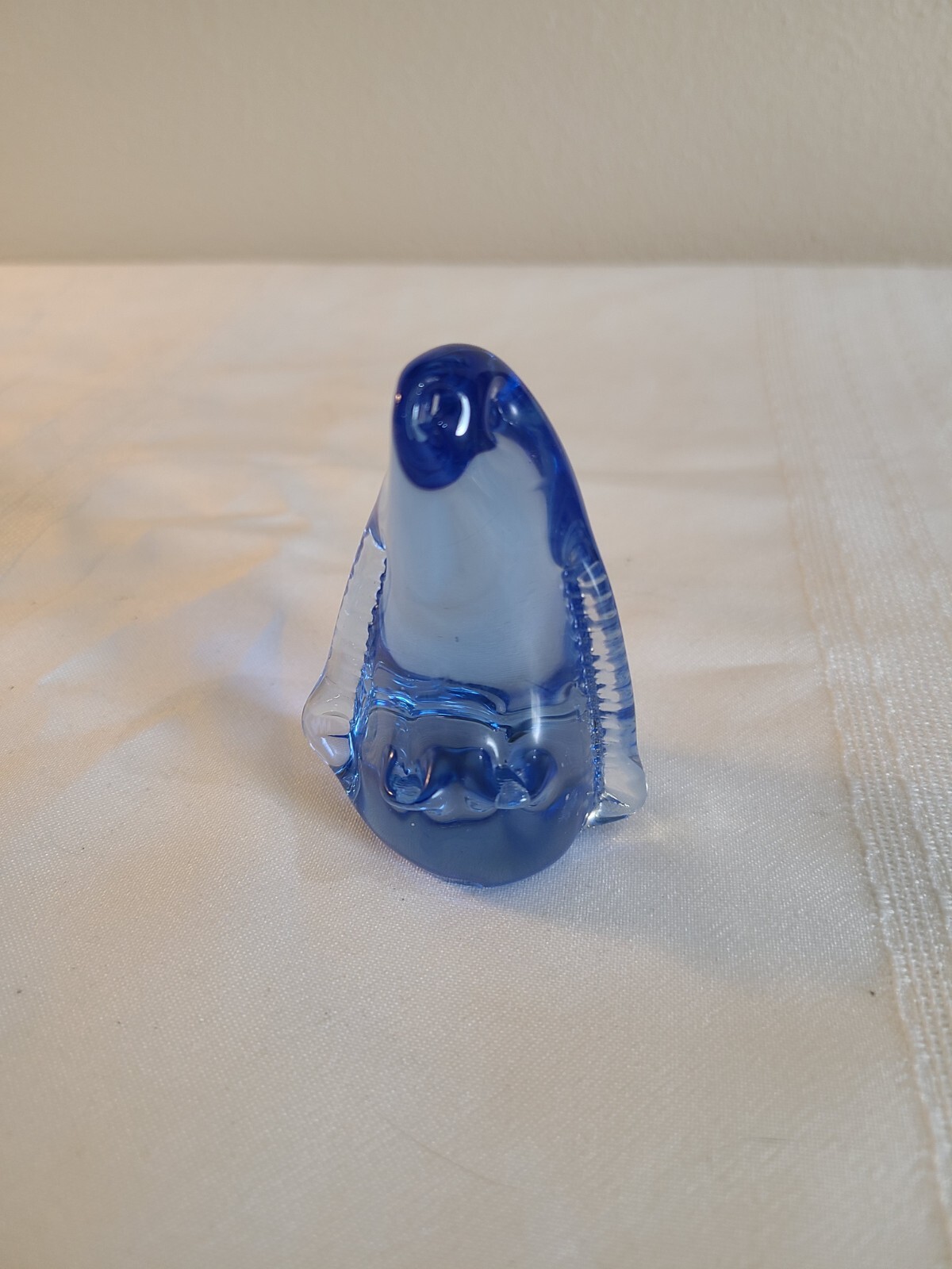 Vintage blue ice art glass baby young penguin bird abstract animal flippers