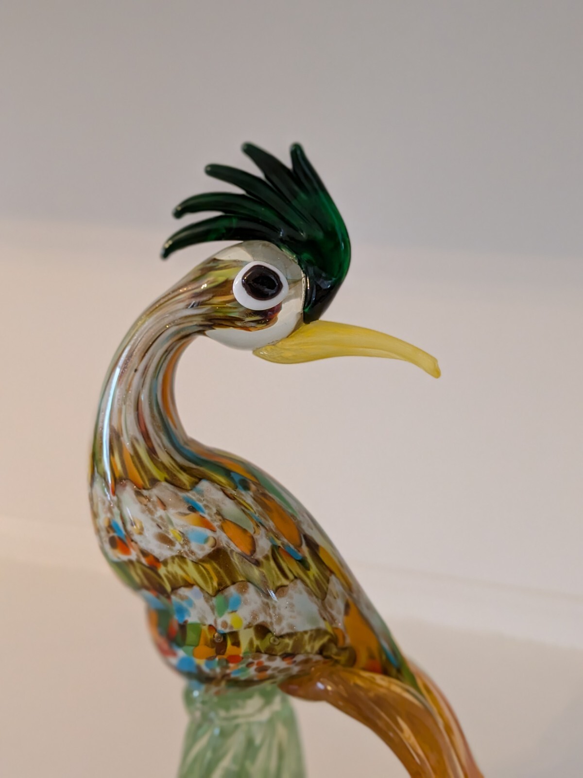 Mid century Murano art glass peacock, bird figure 10 1/4″ great color!