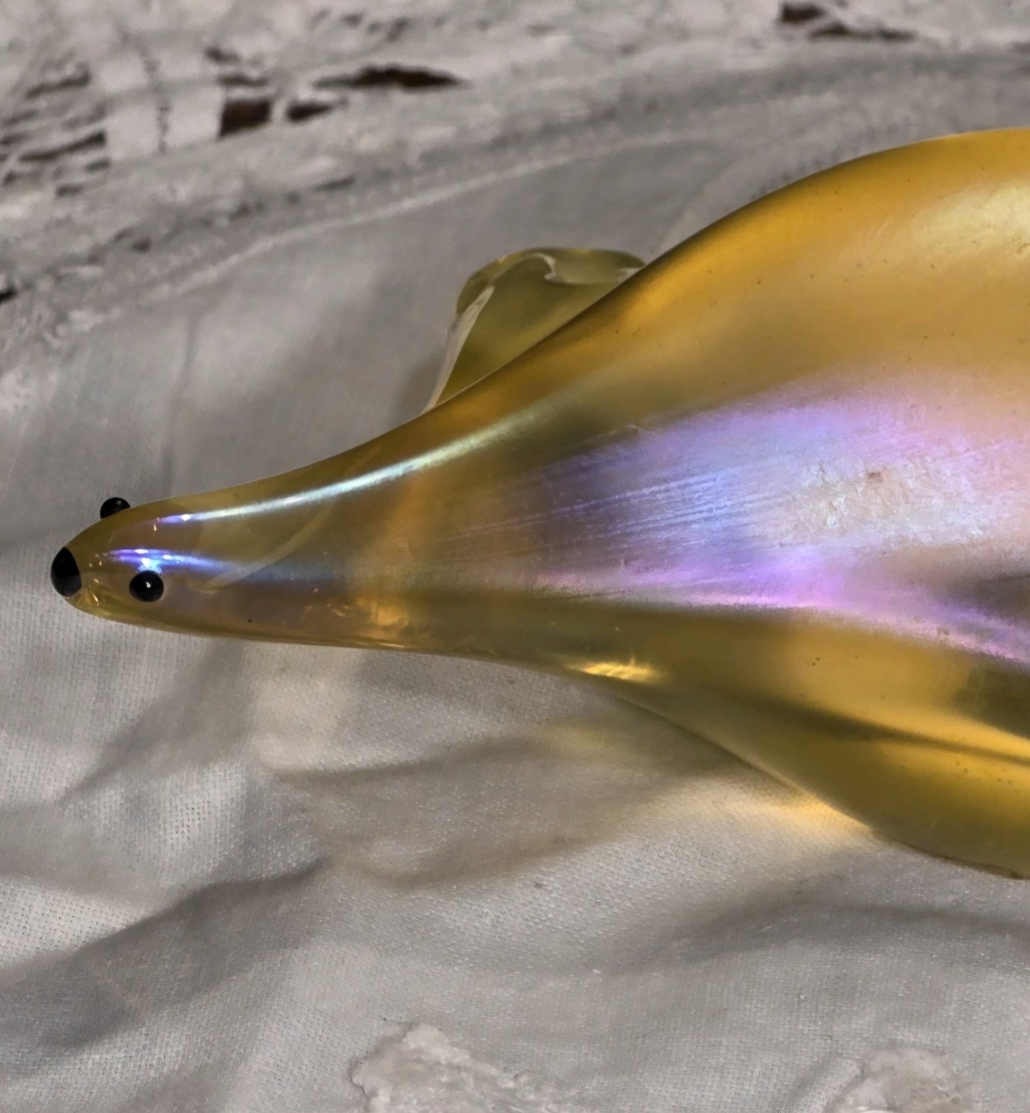 Orient and Flume Uranium Seal Signed Art Glass Paperweight Yellow