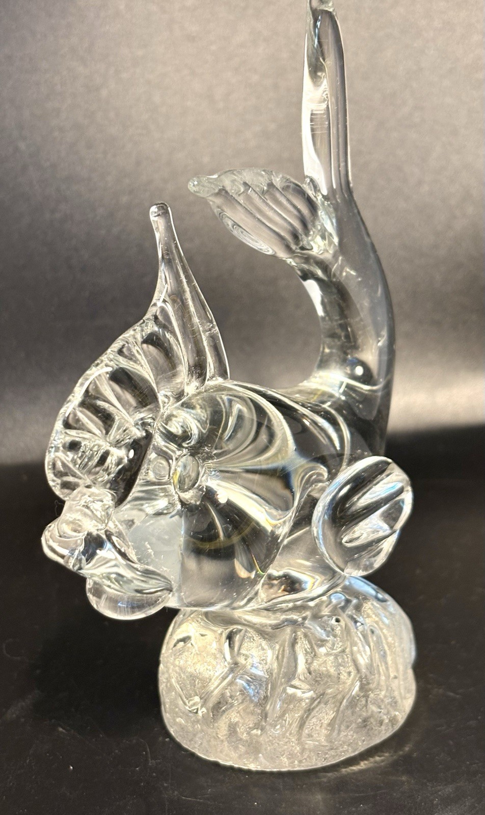 Vintage ICET Art Glass Fish Figurine Clear Made in Venezuela 6.5 in