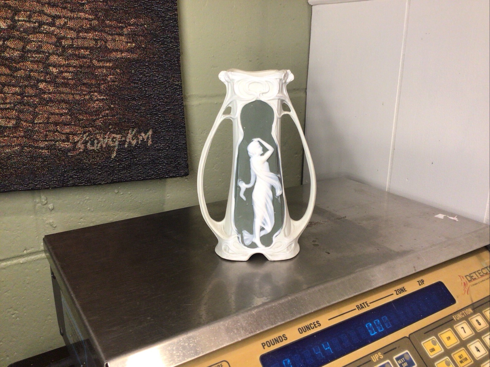 VTG.(1890-1920)SCHAFER & VATER 6″ Jasperware Bisque Vase German Art Nouveau 5786