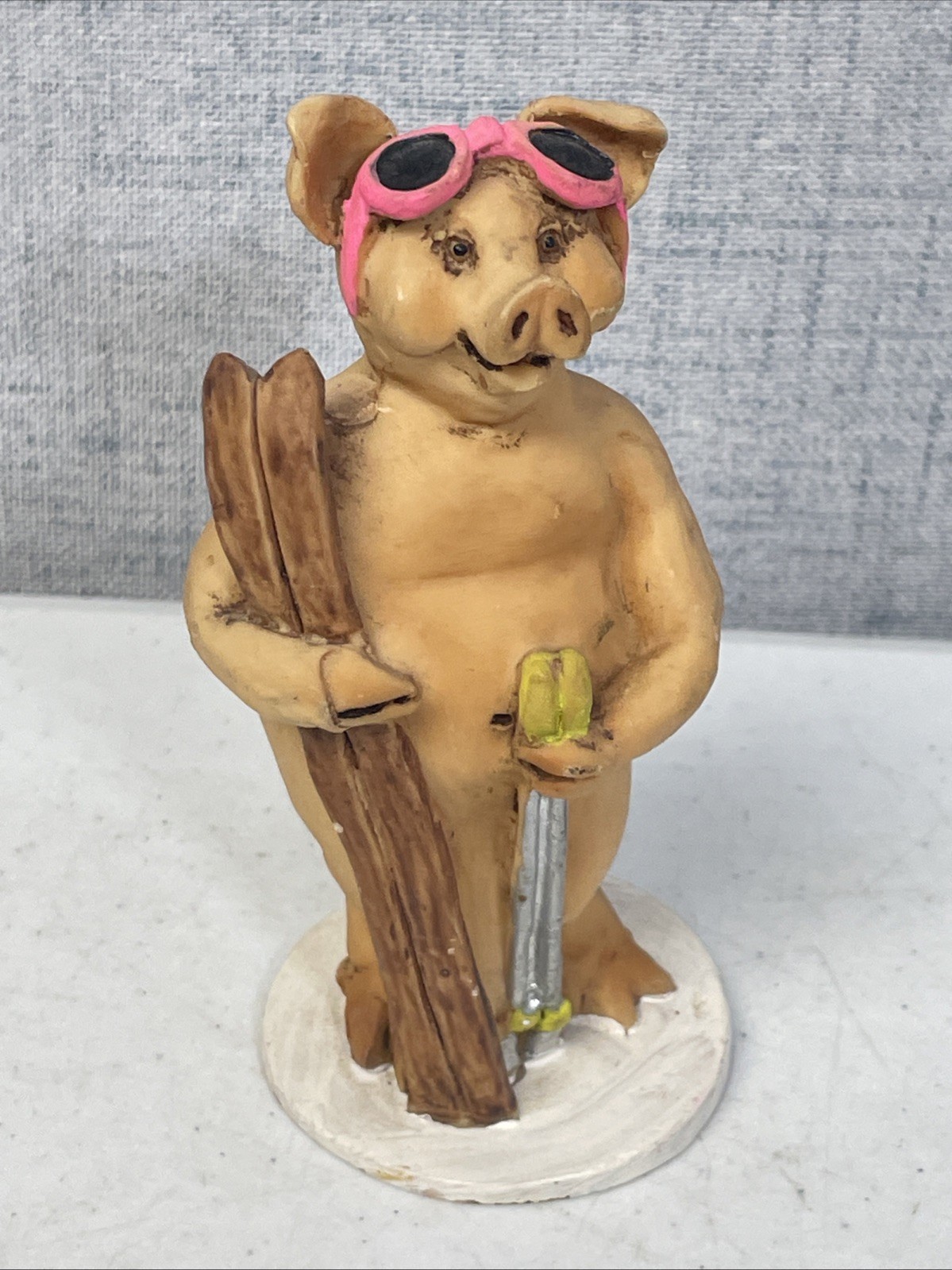 Vintage Pig Figure Standing Snowboard Theme Giocolino Euro souvenir 5” Italy