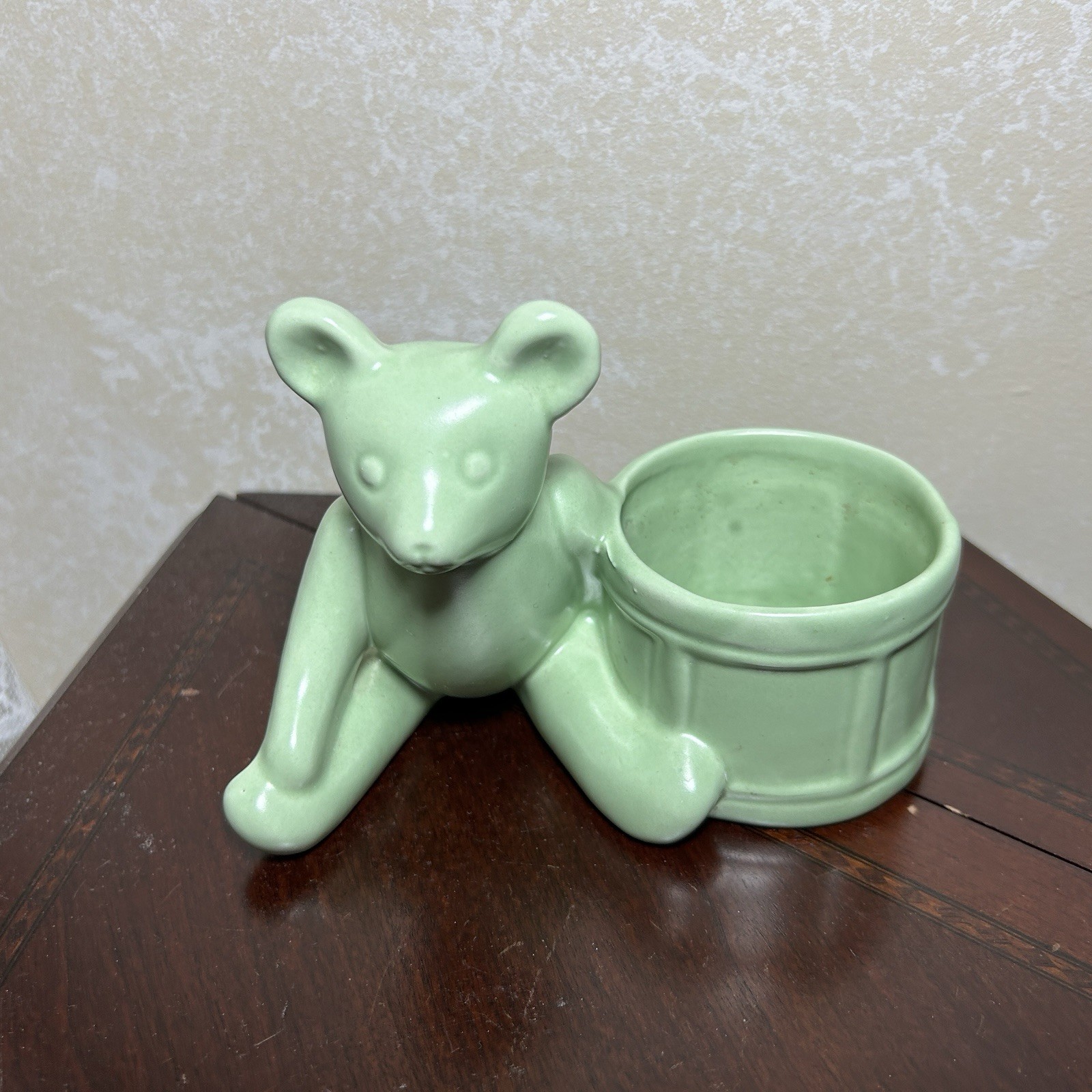 Vintage Haeger Teddy Bear Planter Mint-Green Ceramic