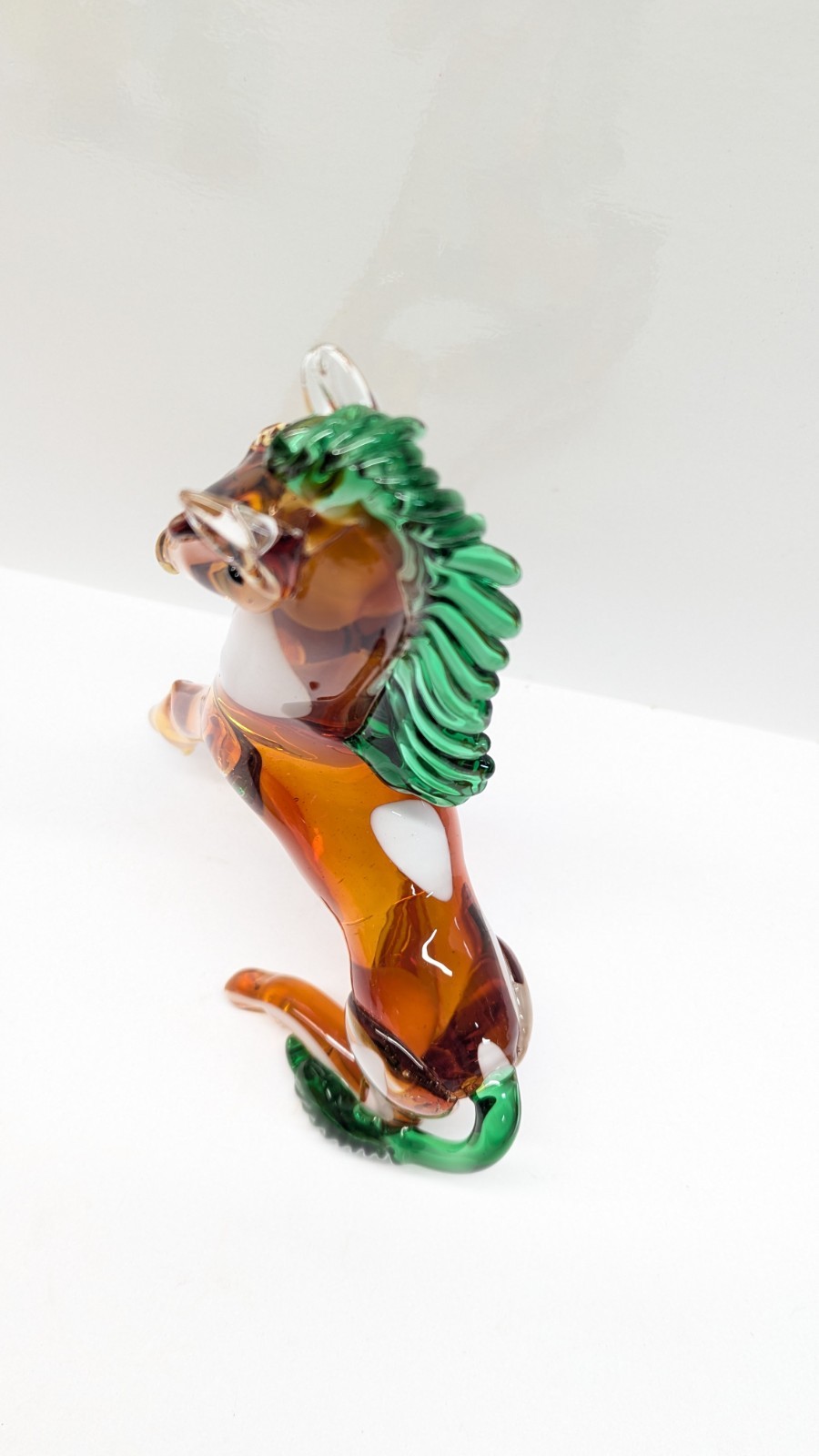 Vintage Murano Glass Art Handcrafted Standing Horse Figurine Amber White Green