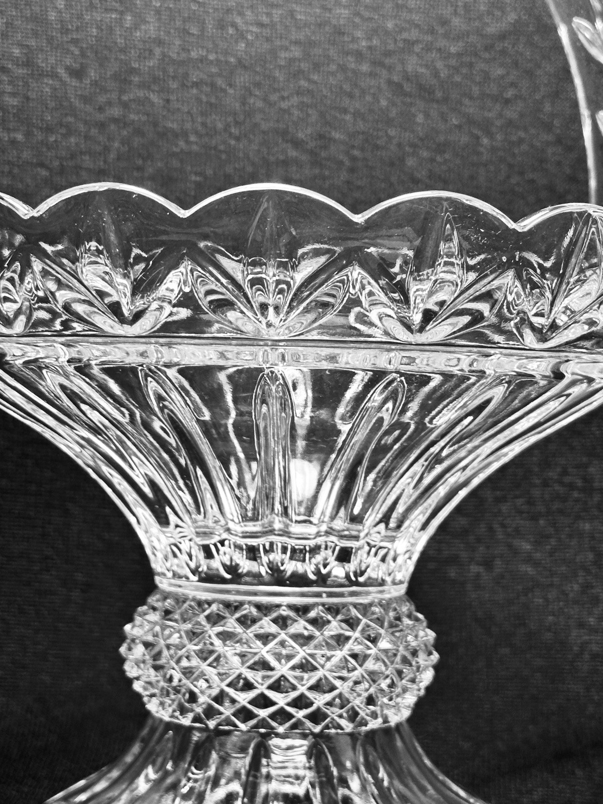 Vntg Shannon Godinger Lead Crystal Glass Basket With Handle