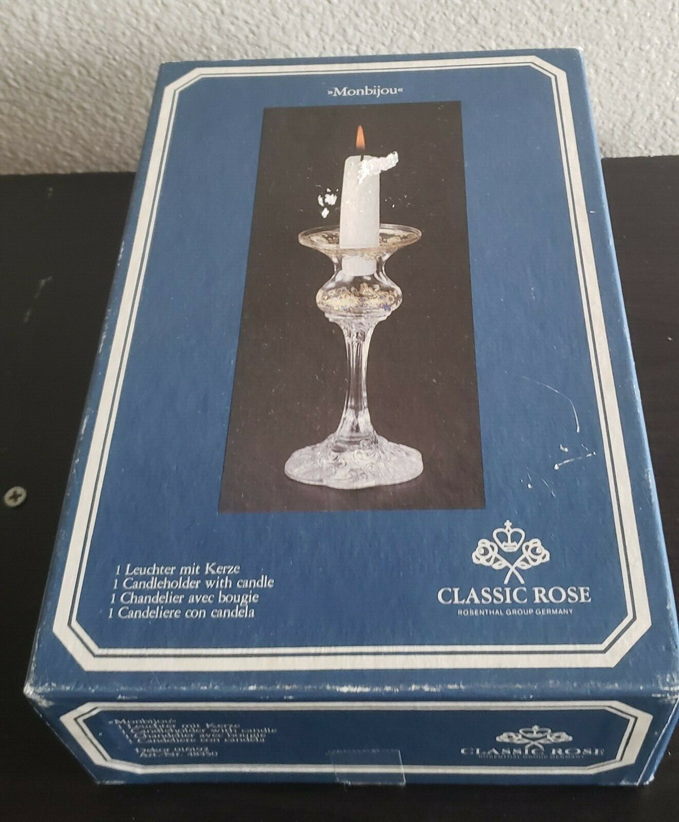 Rosenthal Crystal CLASSIC ROSE MONBIJOU Two Candle Holder in Box