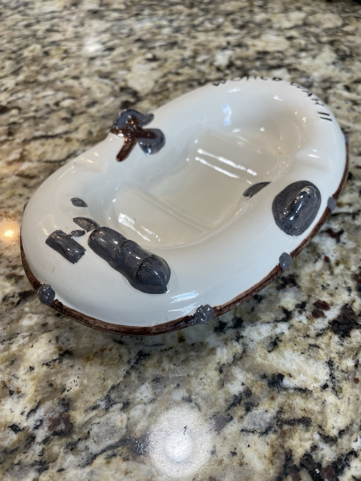 Vtg Blue Ridge Pottery Ceramic Hand-Painted World War 2 Boat Ashtray Stamped