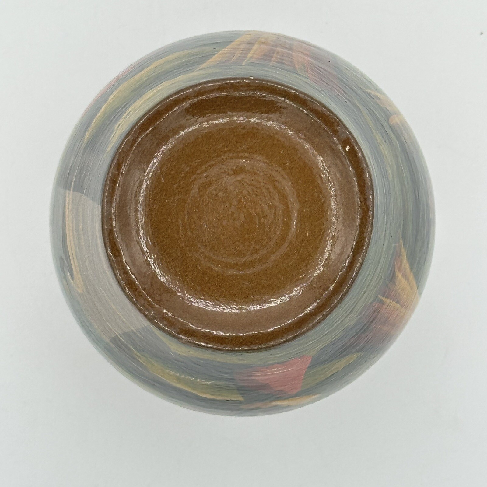 Ecuador Art Pottery Vase Beautifully Hand Painted Red Interior 4.5 Inches Tall