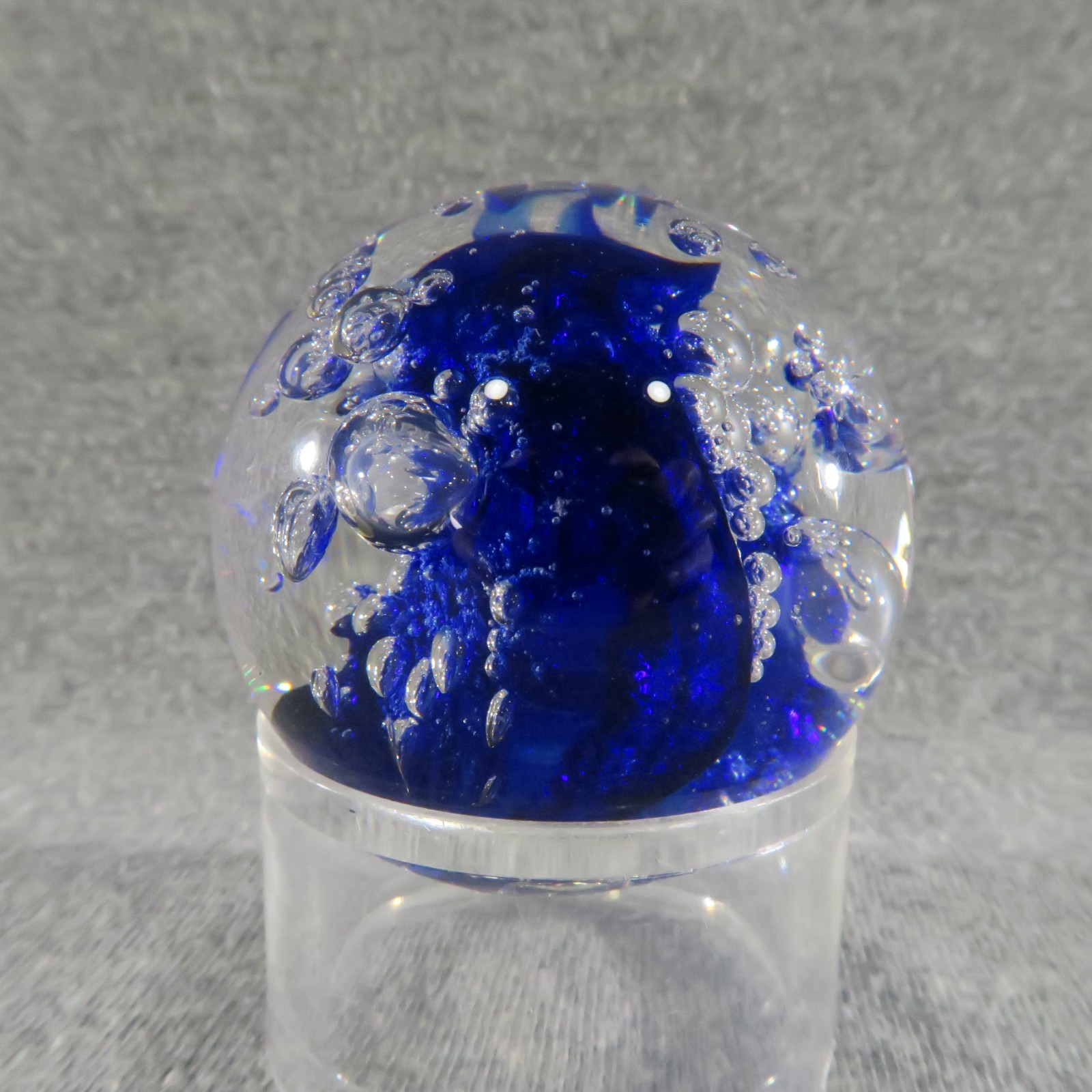 California Glass Studio Marble Orb Cobalt Blue Controlled Bubble Ocean Tide 1996