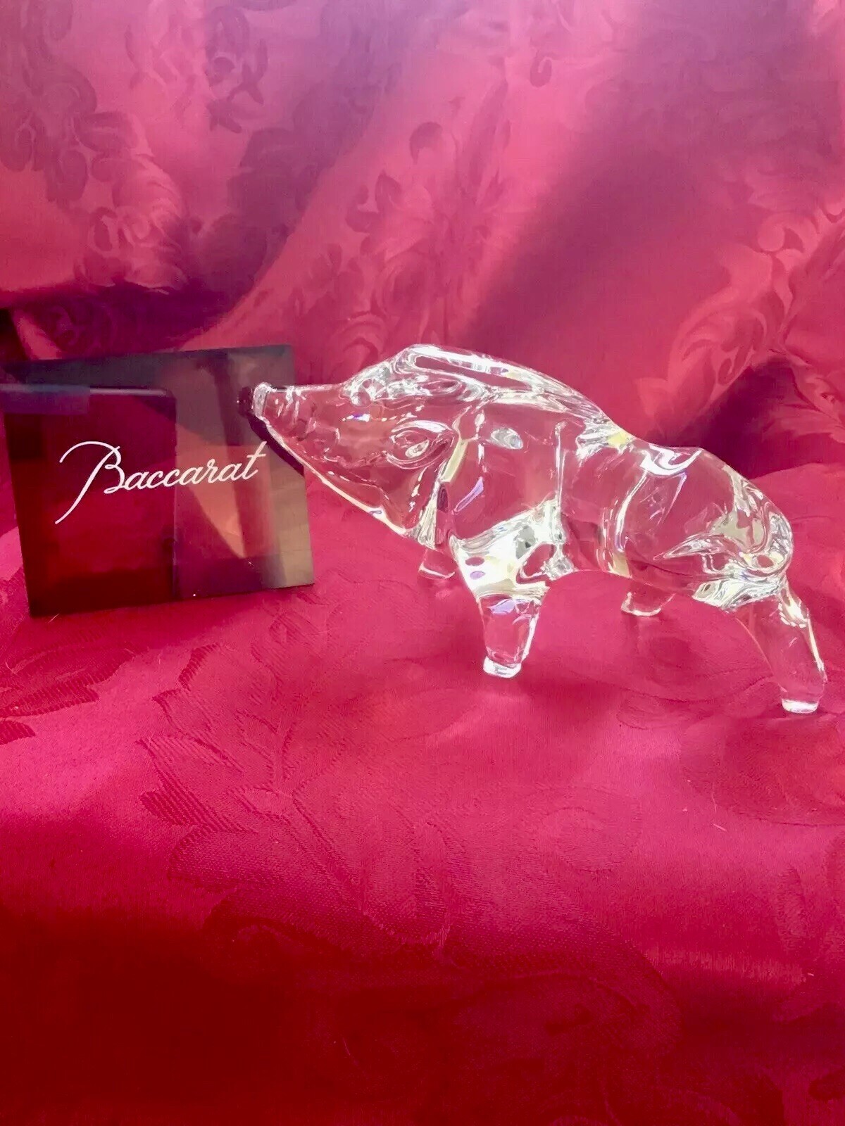 NEW FLAWLESS Stunning BACCARAT France Glass ZODIAC Crystal BOAR PIG HOG Figurine