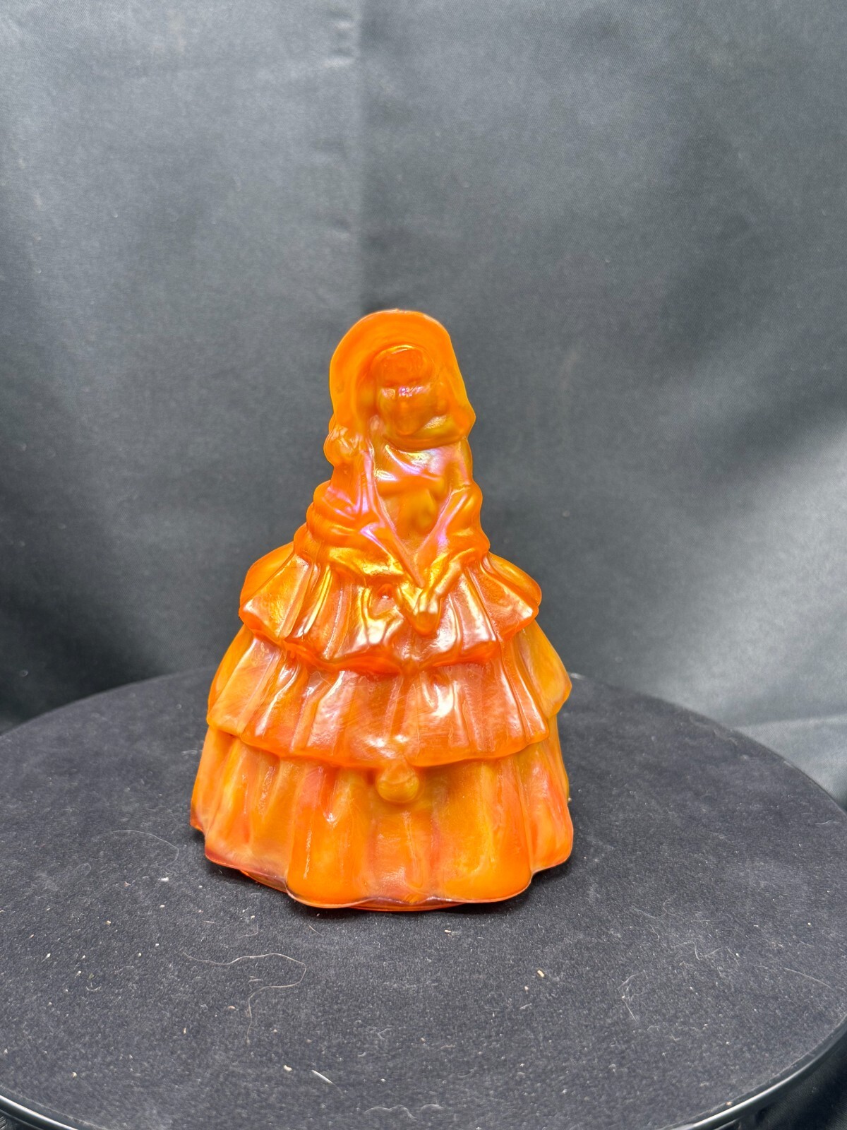Vintage Boyds Orange Cadmium Glass “Louise” Colonial Lady Figurine
