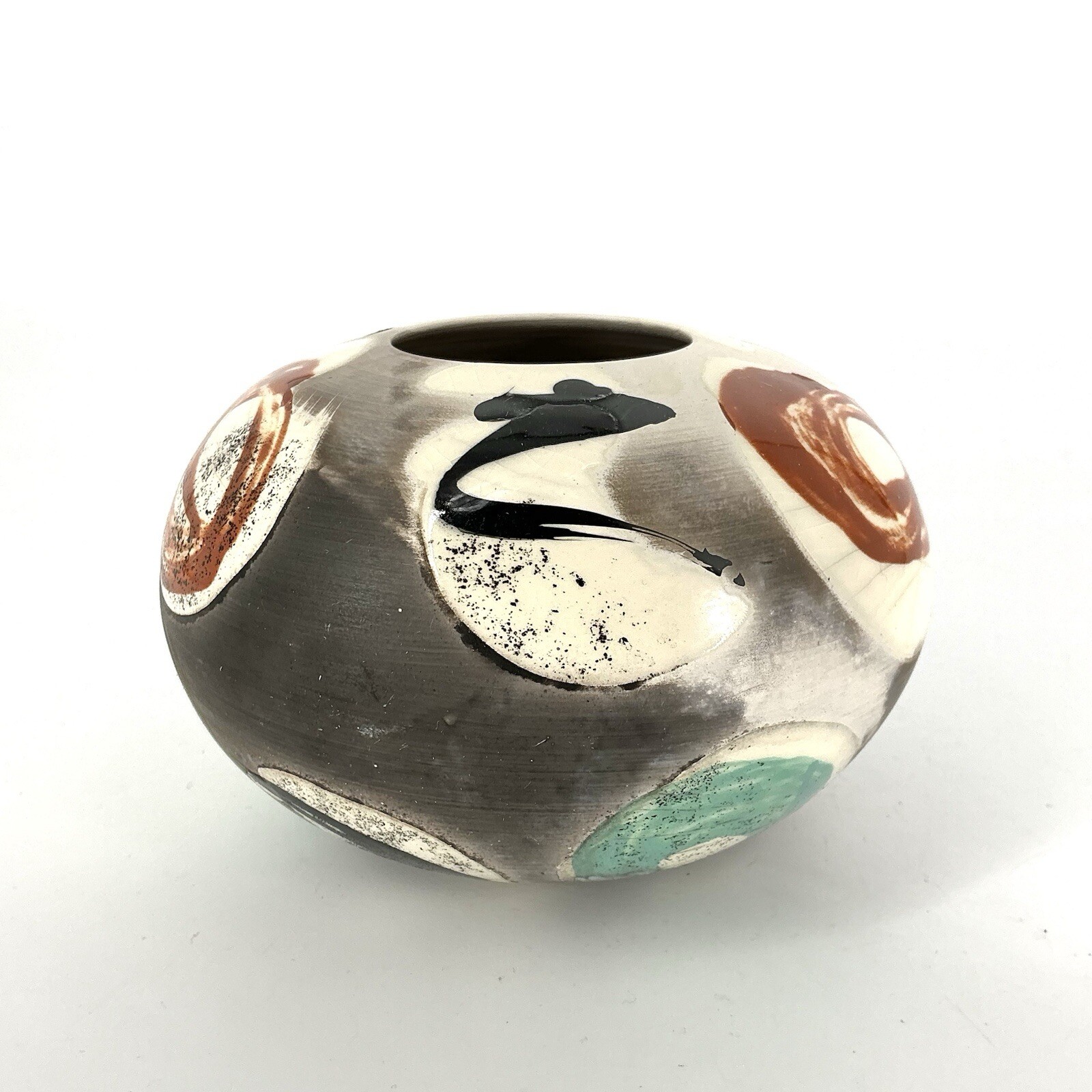 Vintage Raku Pottery Vase Porcelain Albert V. Green Signed