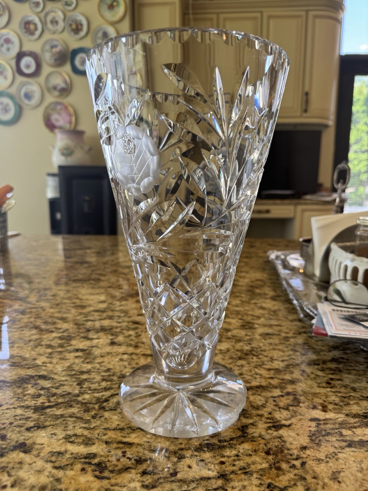 Waterford LISMORE 12” Large Cut Crystal Footed Flared Flower Vase