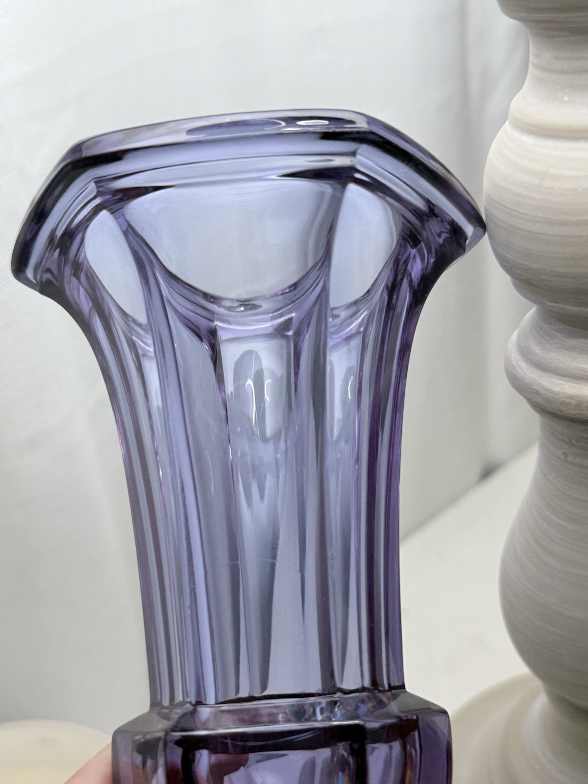 Vintage Neodymium Alexandrite Glass Trumpet Vase 8” Friedrich Kristall Germany