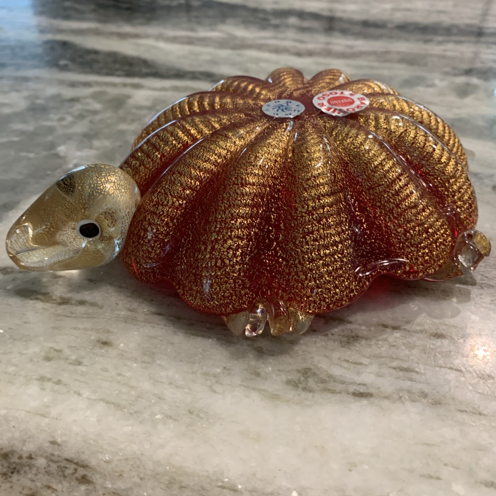 Barovier And Toso Figure Of A Turtle ( Bowl/ Ashtray) With Labels.