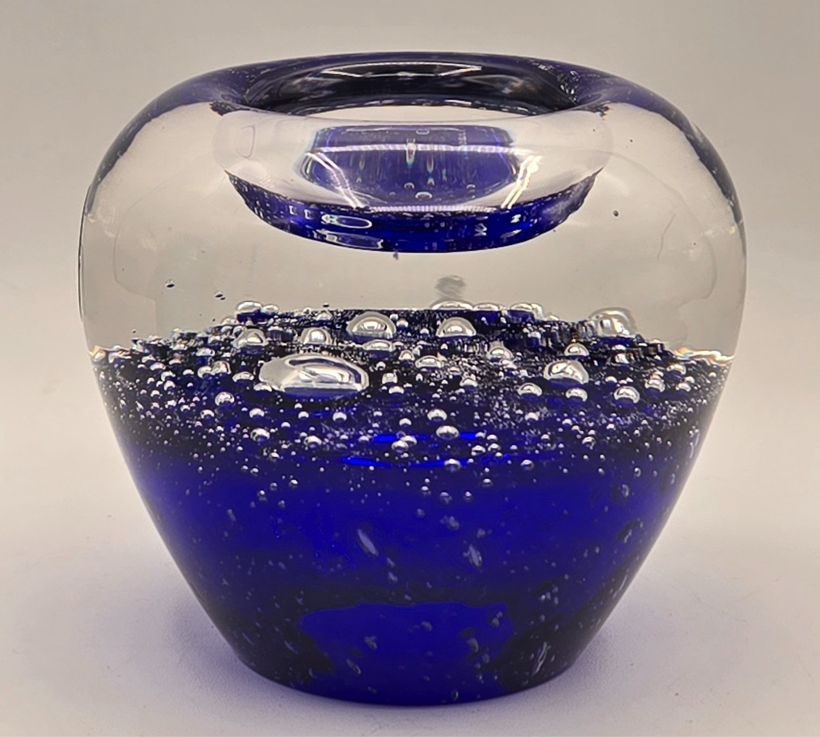 Royal Limited Crystal Poland Colbalt Blue & Clear Bubble Tealight Candle Holder