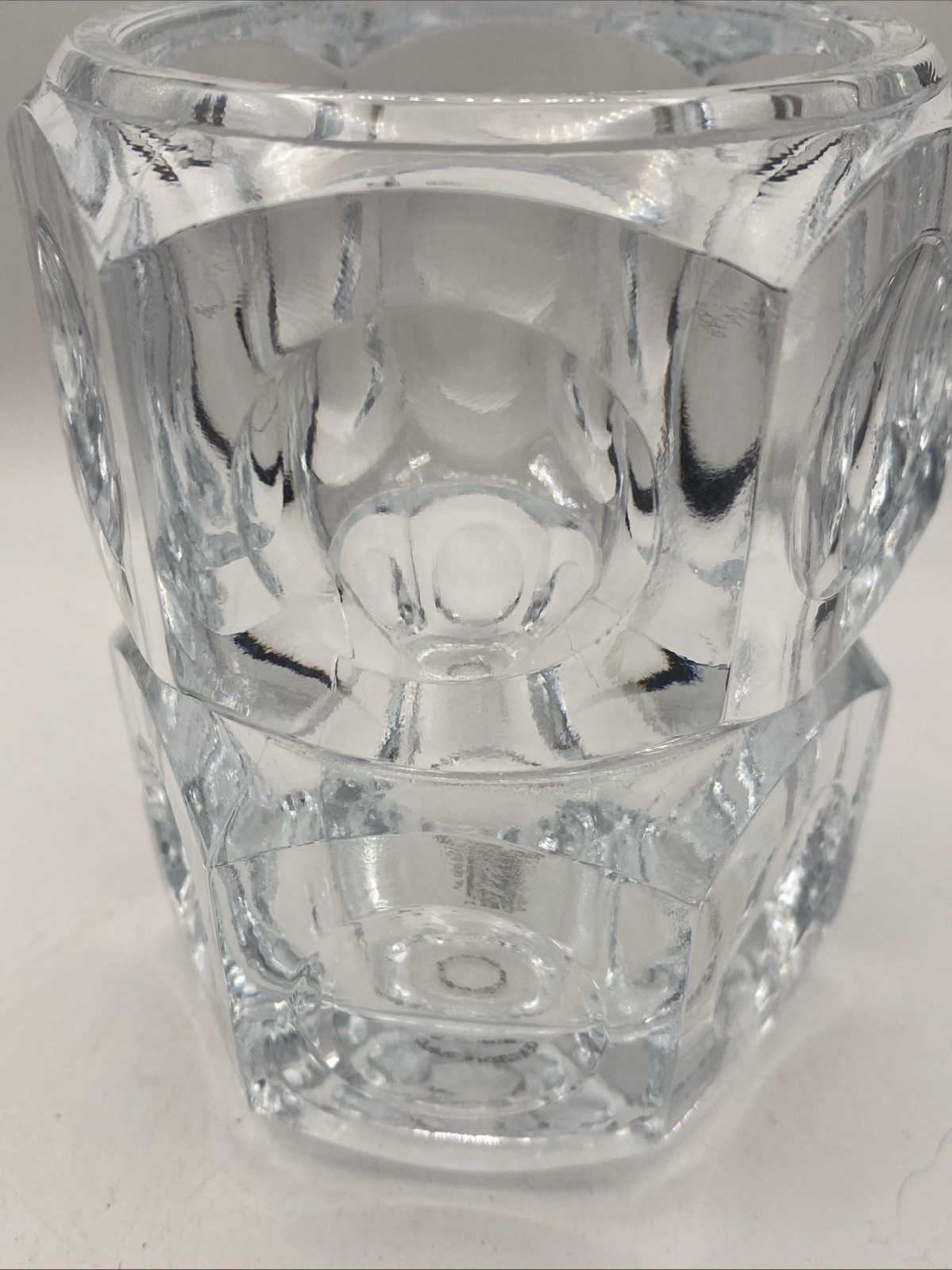 Czech Republic Elements Crystal Pressed Art Glass 5” Vase Or Candle Holder